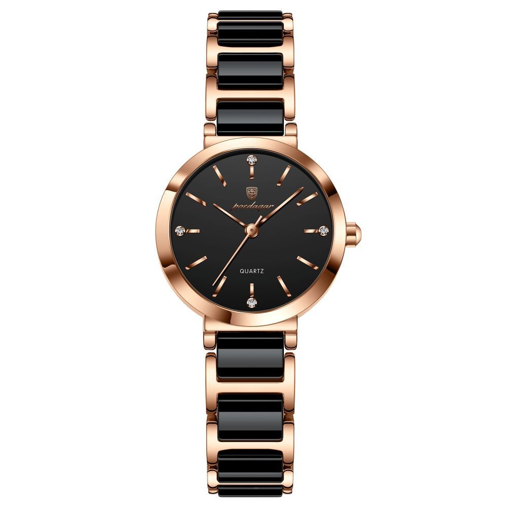 POEDAGAR Quarzuhr 505 Poedagar Damenuhr Keramik Rosegold Schwarz Bi-Color