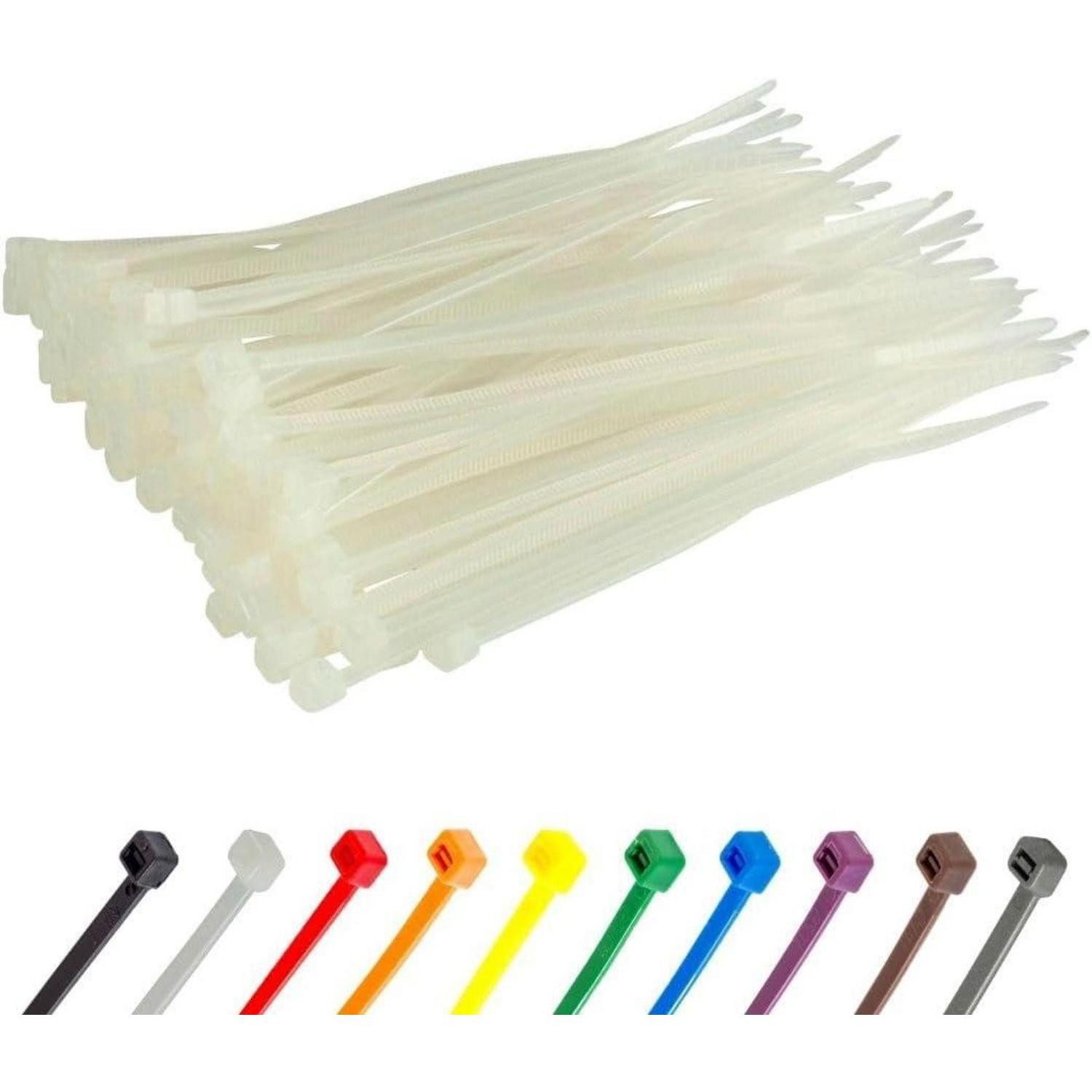 LuxusKollektion Kabelbinder Kabelbinder 100 Stück Transparent 150 mm x 3,6 mm Weiß Naturfarben (100-St)