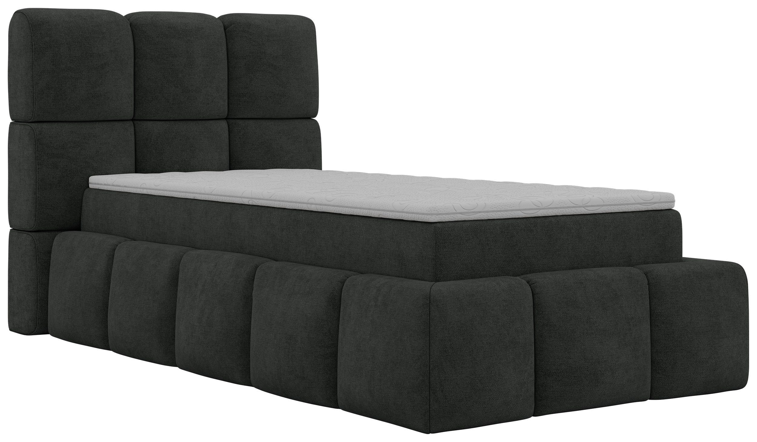 MKS MÖBEL Boxbett NIRA 90x200 cm (Boxspringbett - Set, Packung, Topper T25/Visco, Stauraum, Matratze, Bettkasten), Einzelbett, Multipocket-Matratze, Bettseite links/rechts wählbar