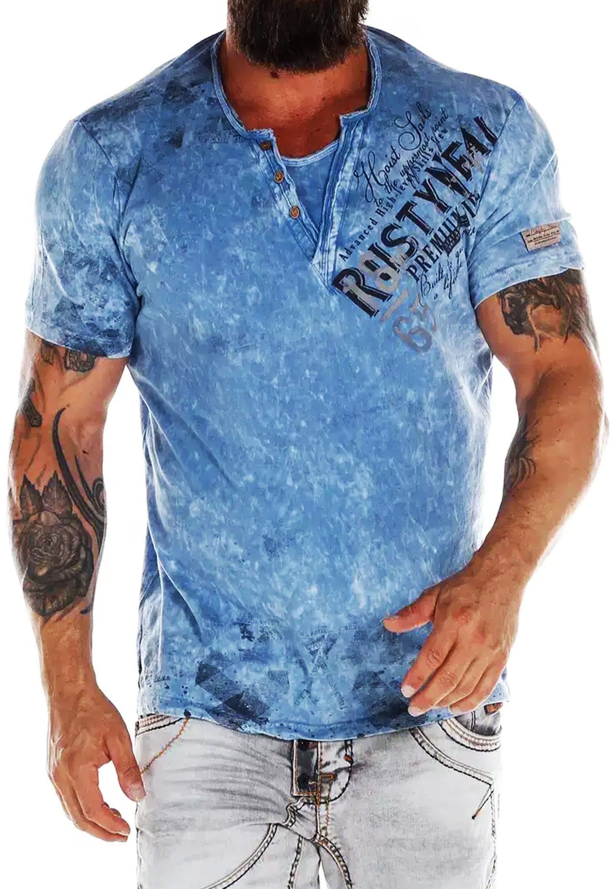 R-NEAL T-Shirt Original T-Shirt Rundhals X V-Neck Shirt Verwaschen Vintage günstig online kaufen