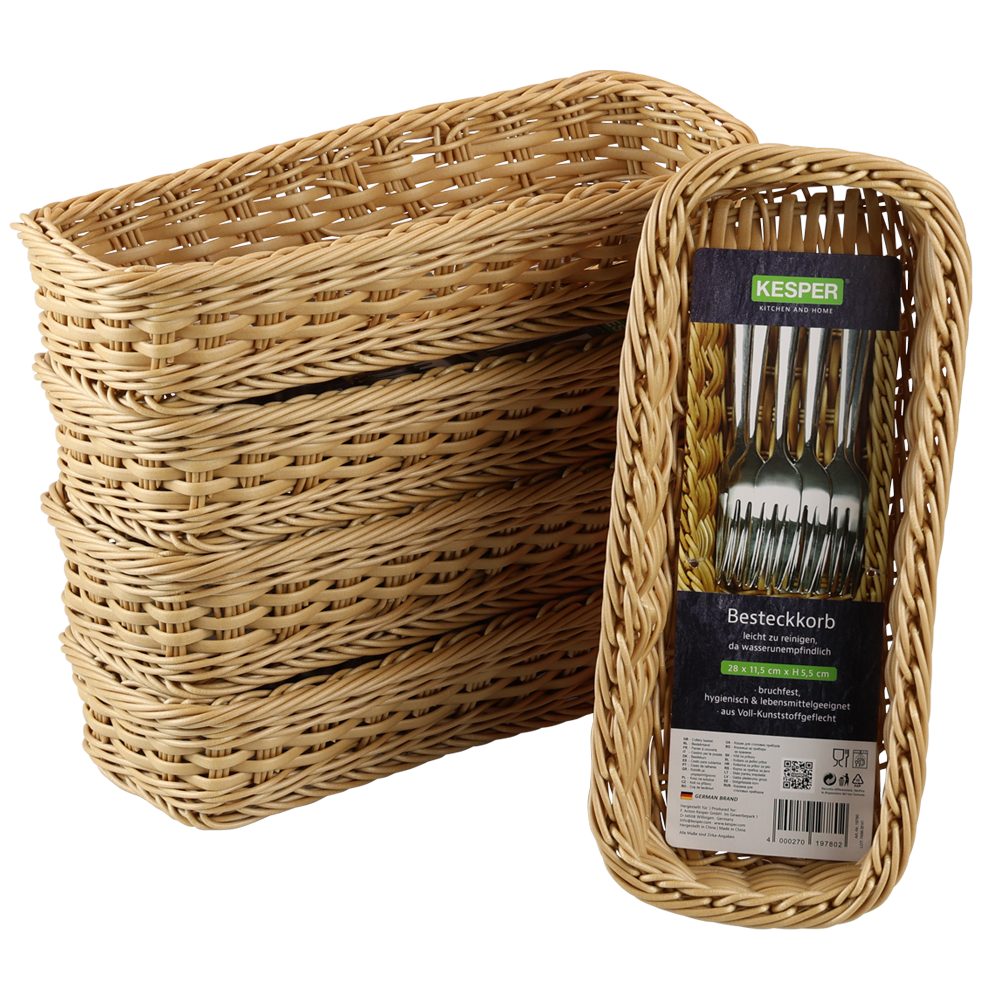 KESPER® Besteckkorb Geflecht, 5er Set, (Set, 5-tlg), aus Vollkunststoff, PE