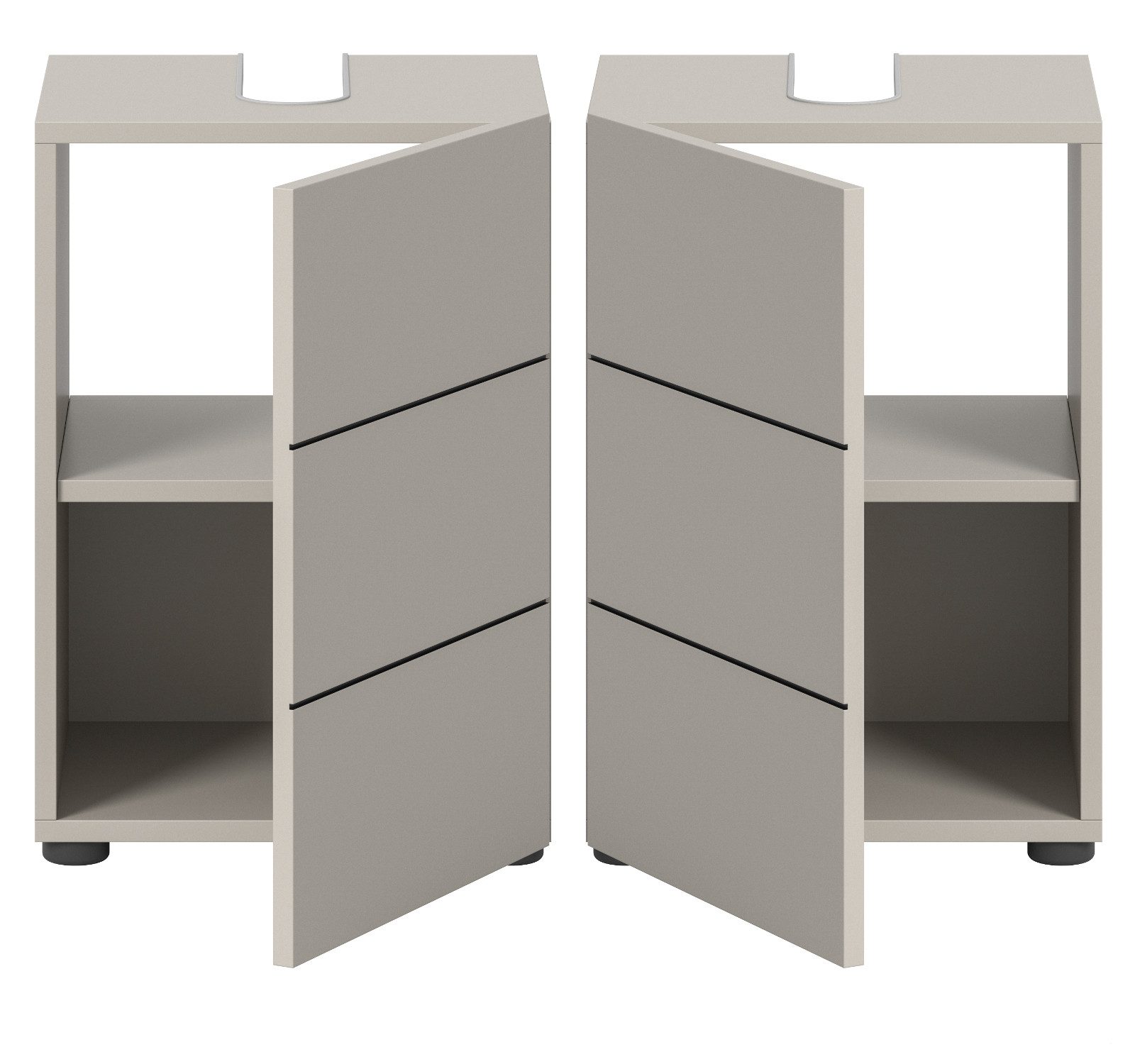 Inn.Furn Waschbeckenunterschrank Larik (Badschrank in Kaschmir / Sand, Breite 40 cm) MDF Front mit Fräsungen