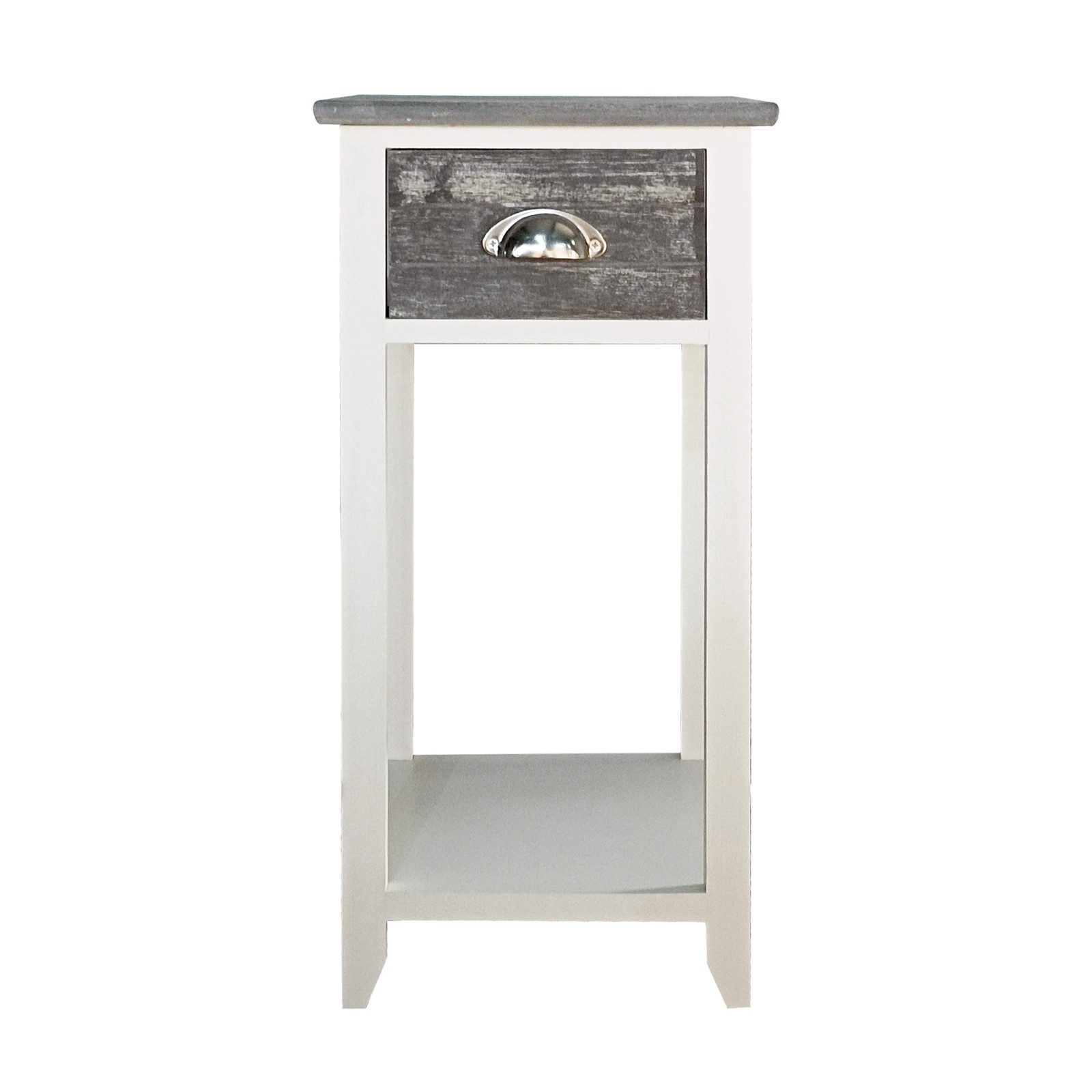 HTI-Living Beistelltisch Beistelltisch Mia Landhaus Weiß Grau (Stück, 1-St., 1 Beistelltisch), Nachttisch Blumenhocker Telefontisch