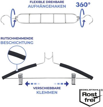 WENKO Kleiderbügel, (Set, 4-tlg), Edelstahl, 4er-Set, platzsparendes Kleiderbügelsystem aus Edelstahl