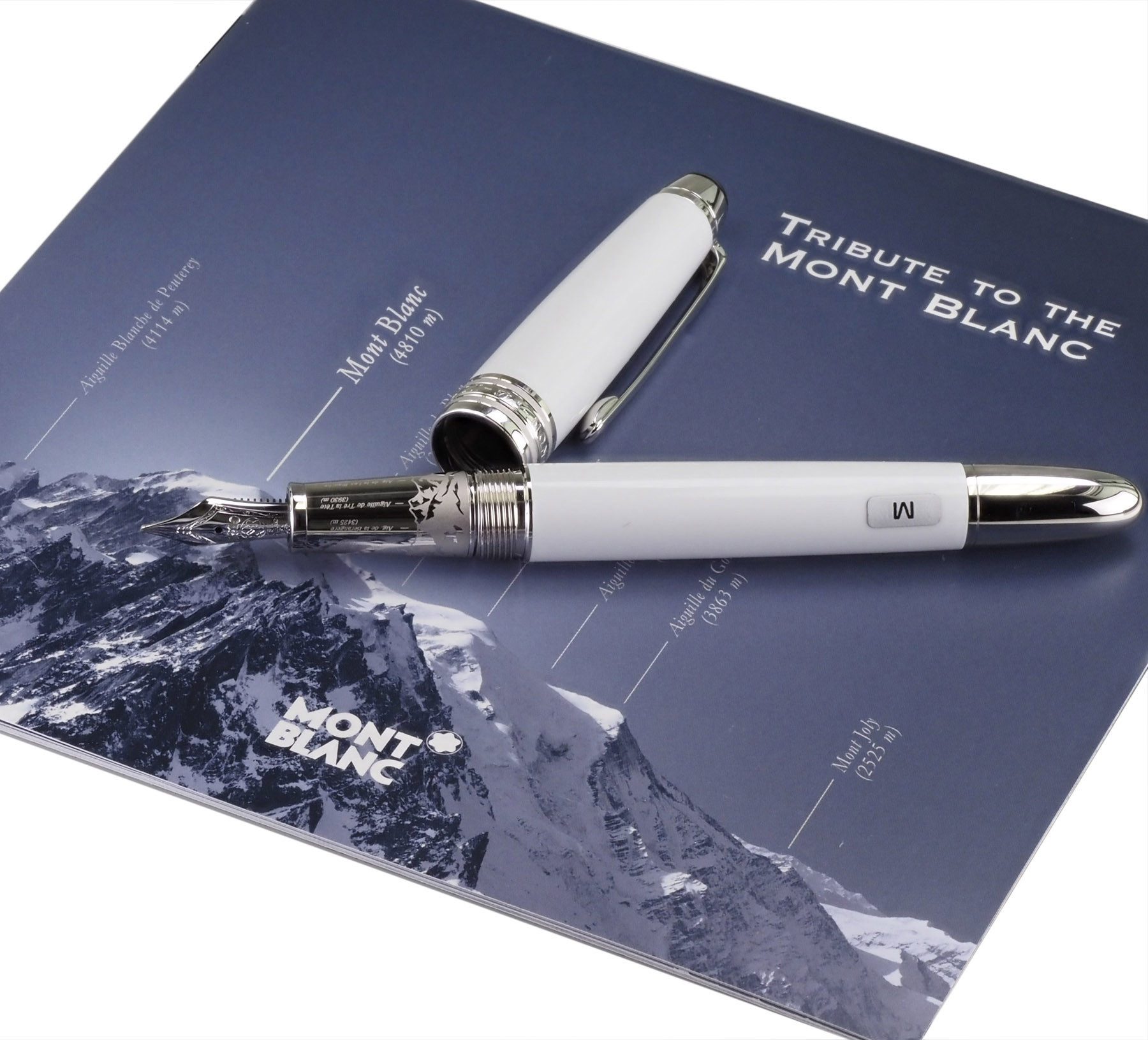 MONTBLANC Füllfederhalter Fountain Pen Tribute to the Mont Blanc MB106844, handgefertigte Feder aus 18 Karat Gold mit rhodinierter Intarsie