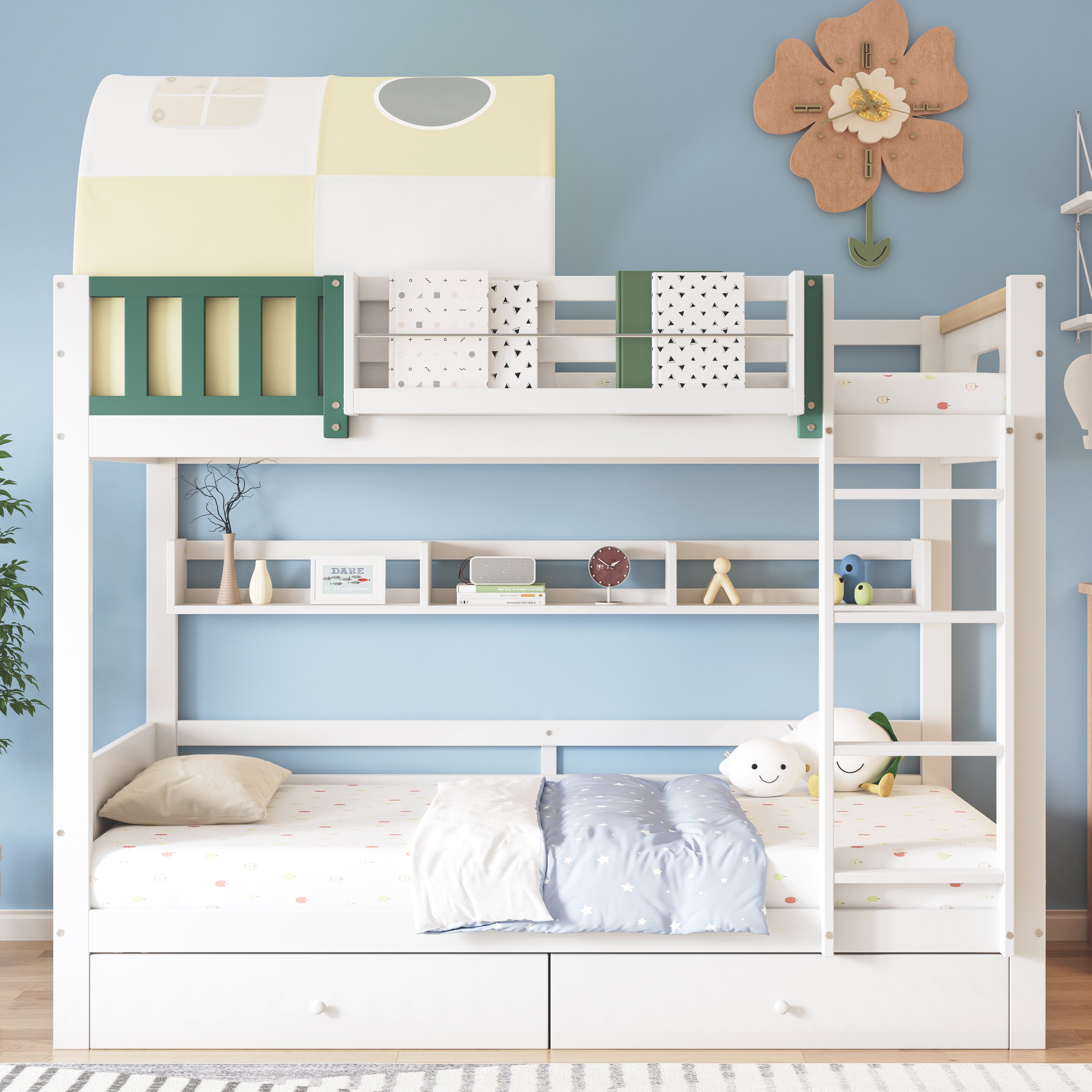 Flieks Etagenbett, Hausbett Kinderbett 90x200cm mit günstig online kaufen