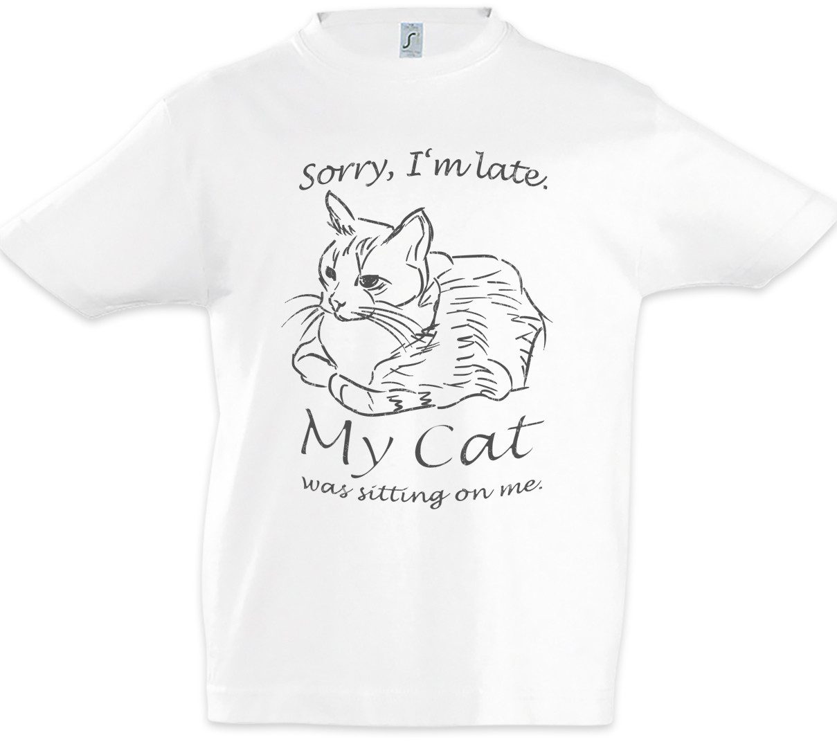 Print-Shirt Sorry I'm Late Cat Kinder T-Shirt Cat Katze Hass Liebe Cats Katzen Fun
