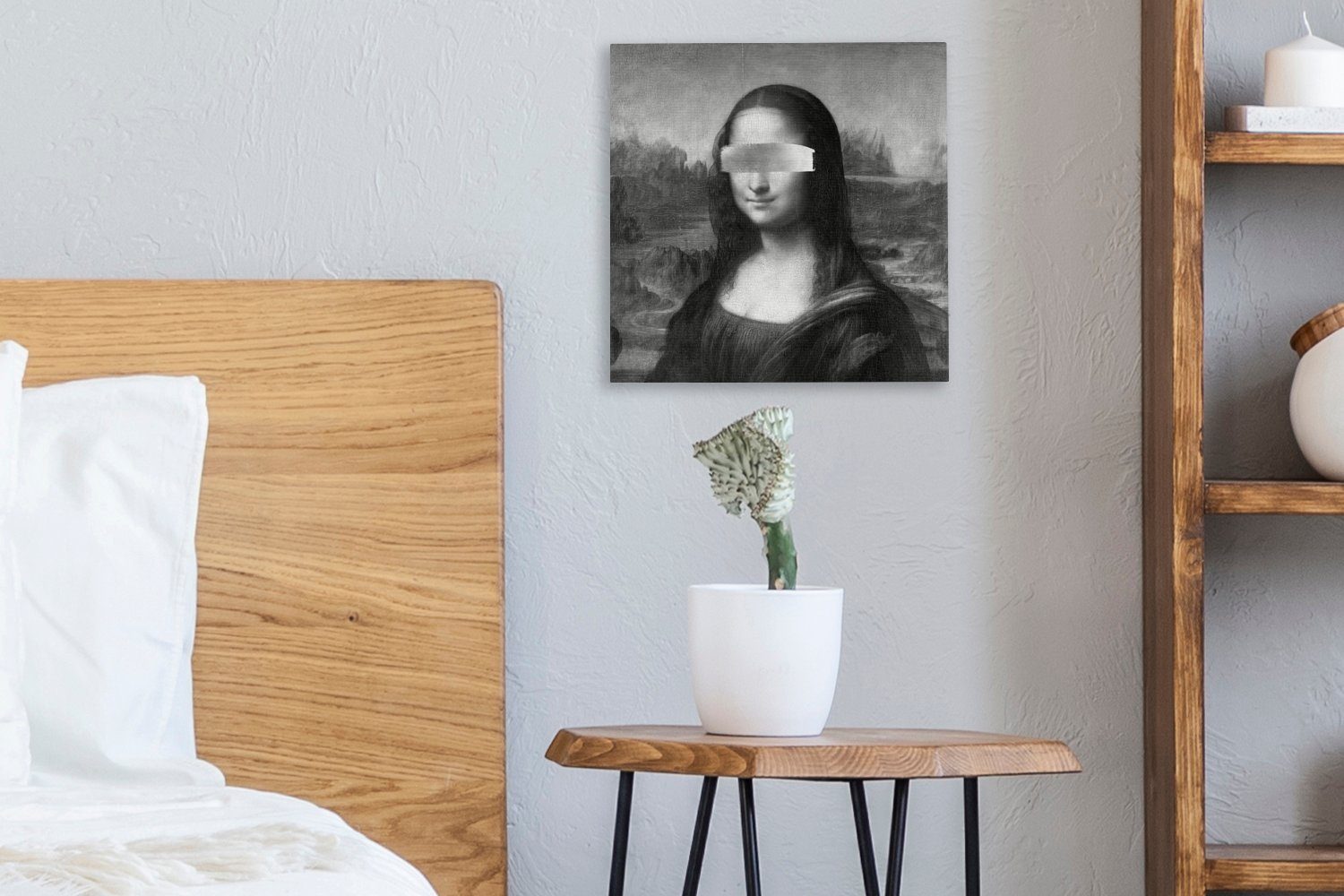 Bilder Leinwand Schlafzimmer für da Leonardo Weiß, Vinci (1 Gemälde Lisa bunt Schwarz - Wohnzimmer OneMillionCanvasses® St), - Mona -