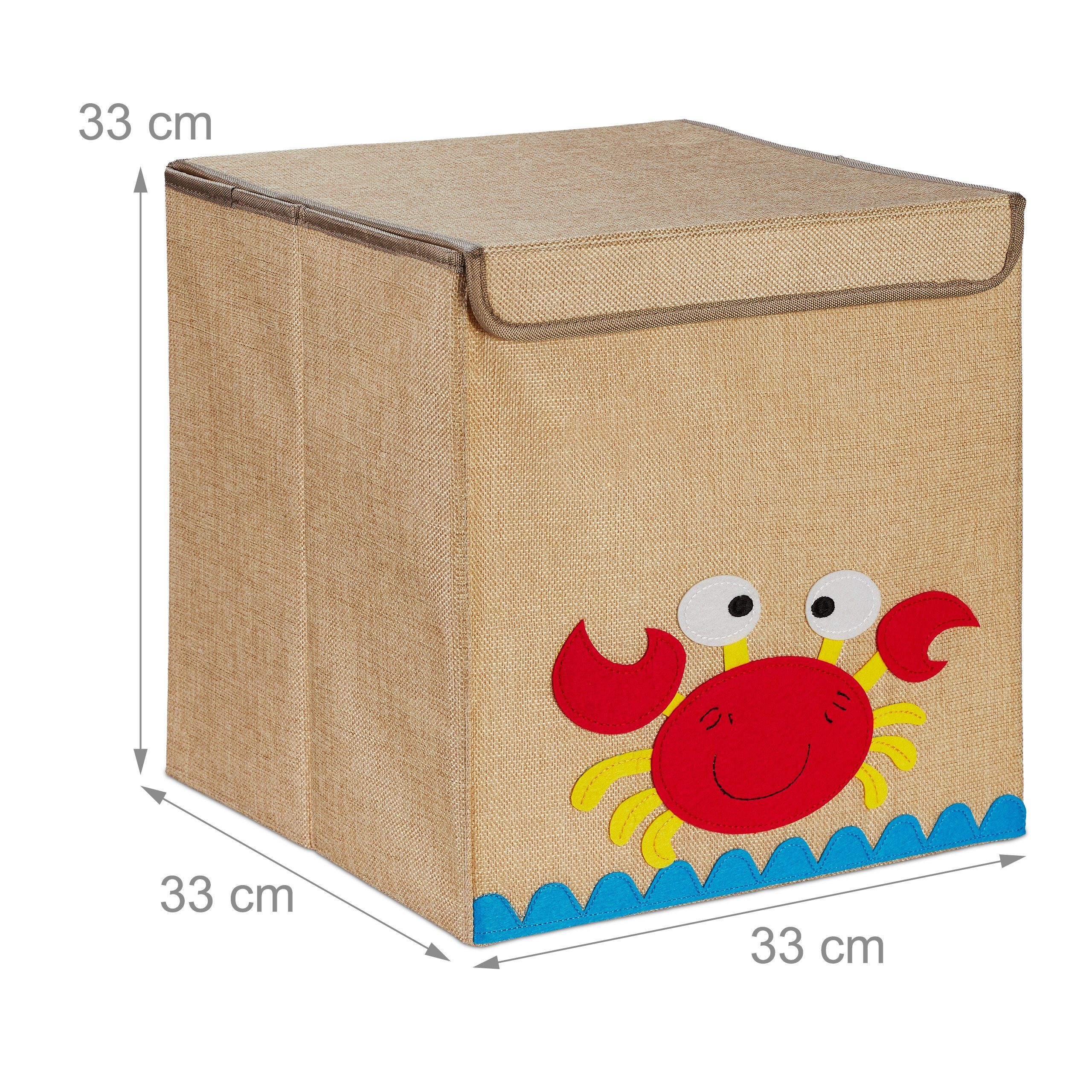 Orange Beige Gelb Krebs Aufbewahrungsbox für Aufbewahrungsbox Kinder, relaxdays