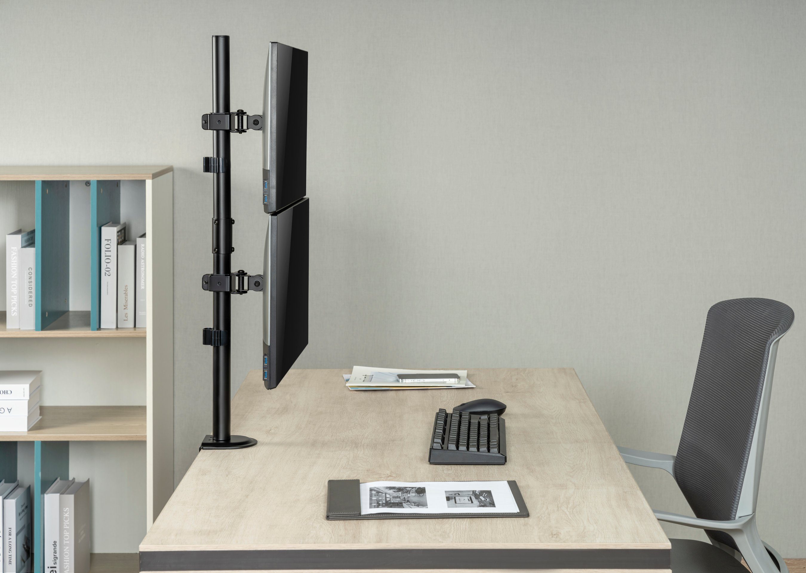 HALTERUNGSPROFI Monitor-Halterung Office-04V, (bis 32,00 Zoll, Monitore werden übereinander montiert) – Bild 4 von 5
