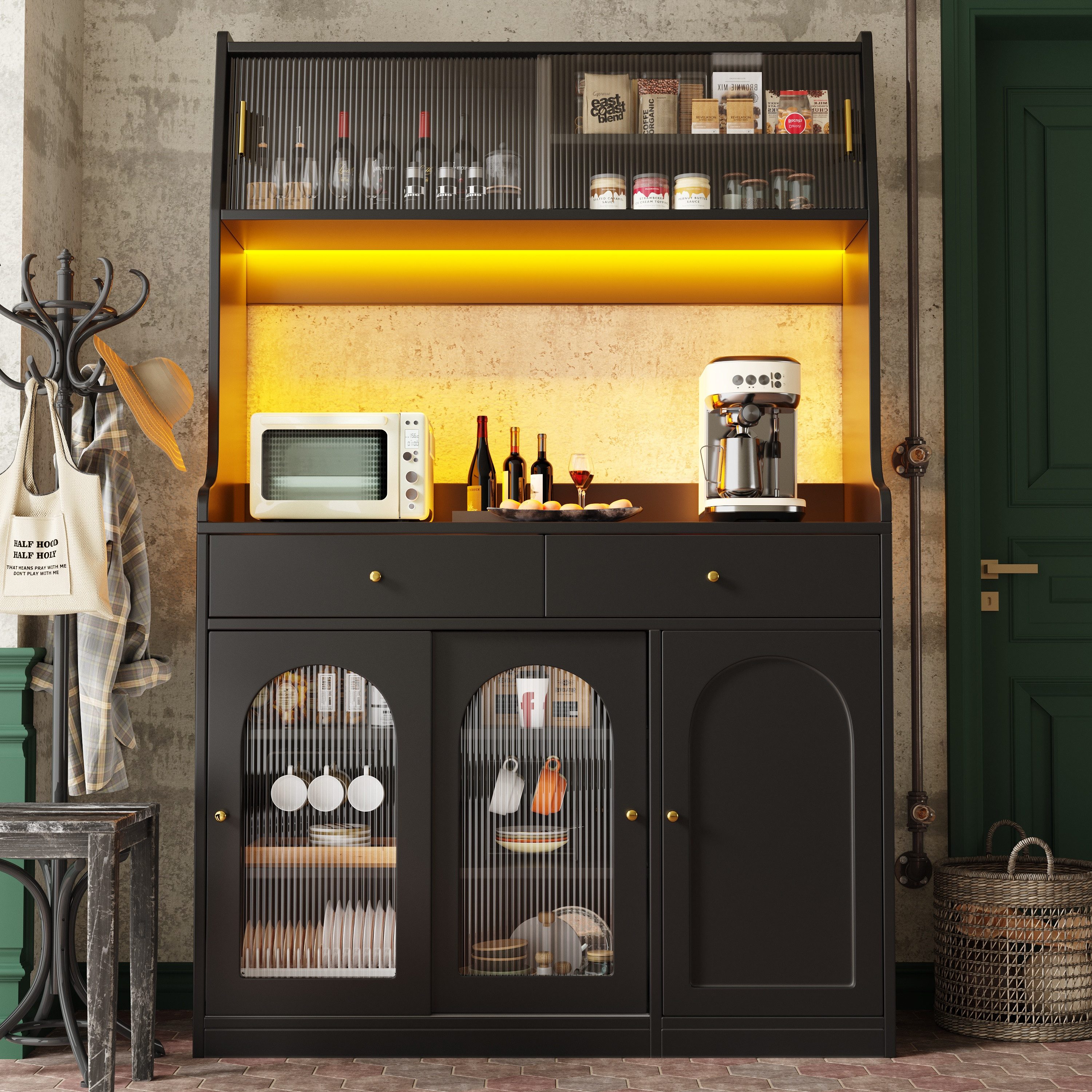 MODFU Hochschrank Küchenschrank,Vitrinenschrank,Buffetschrank (Hochwertiger günstig online kaufen