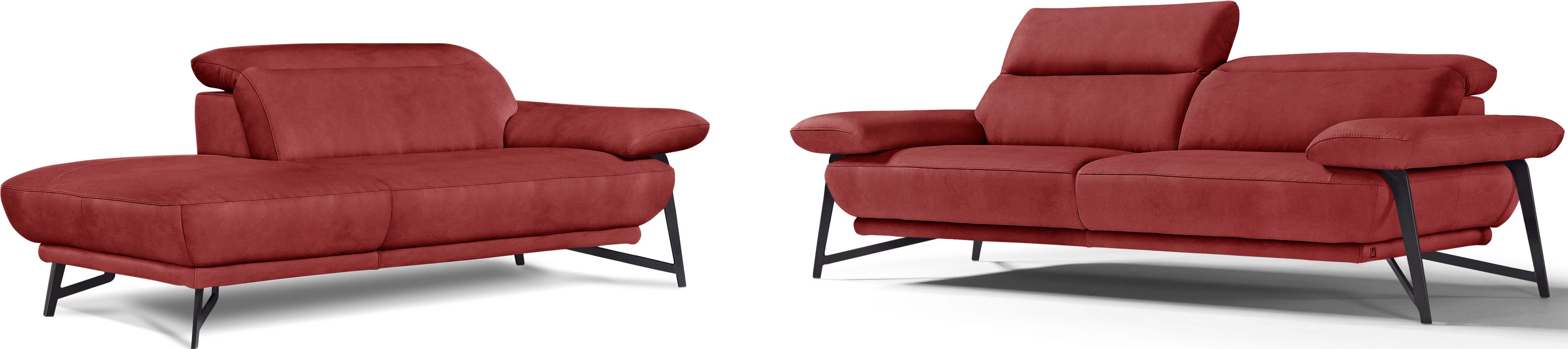 Egoitaliano Sofa Anais, Design mit hohem Sitzkomfort, Fußfarbe schattengrau, Set, Kopfteil verstellbar, Luxus-Microfaser Lederoptik, marsala