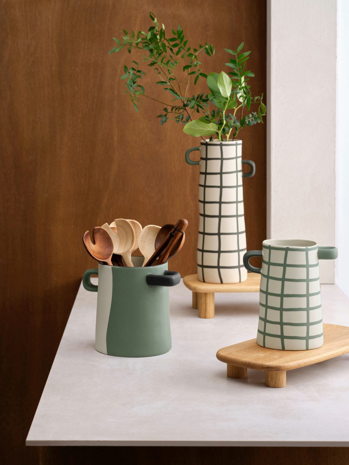 ASA SELECTION Dekovase rayu Vase grün kariert 17cm (Vasen)