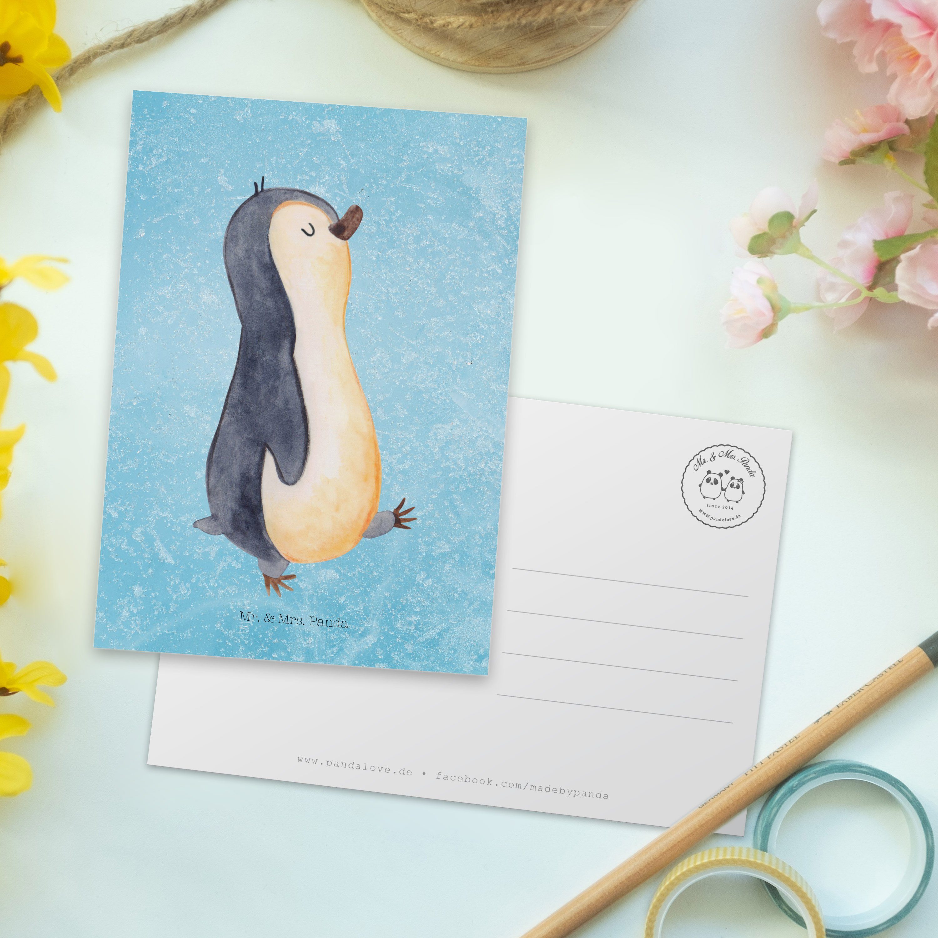Panda Bruder, & Mrs. Einladungsk Geschenk, marschierend - - Postkarte Mr. Eisblau Karte, Pinguin