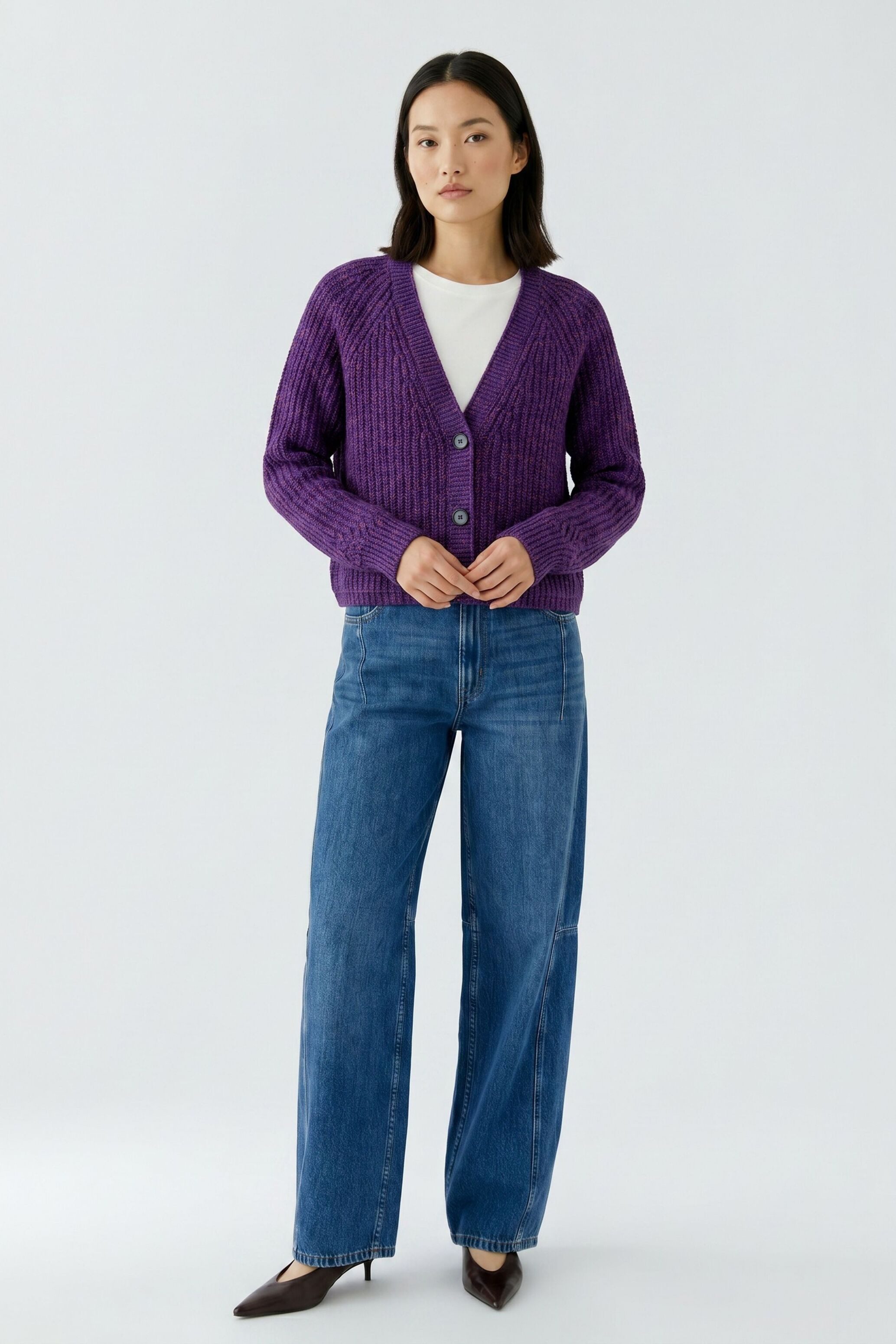 Oui Strickjacke LAFONYA Baumwollmischung