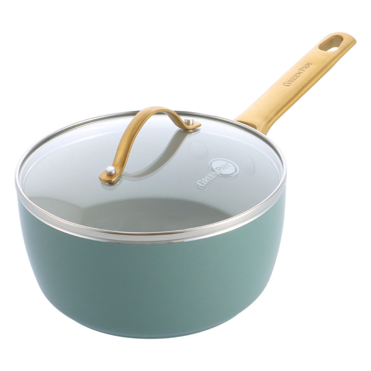 GREENPAN Kasserolle Padova Reserve Stielkasserolle hellblau 18 cm Ofenfest Antihaft, Aluminium, Stielkasserolle 18 cm, Stillvoll & langlebig