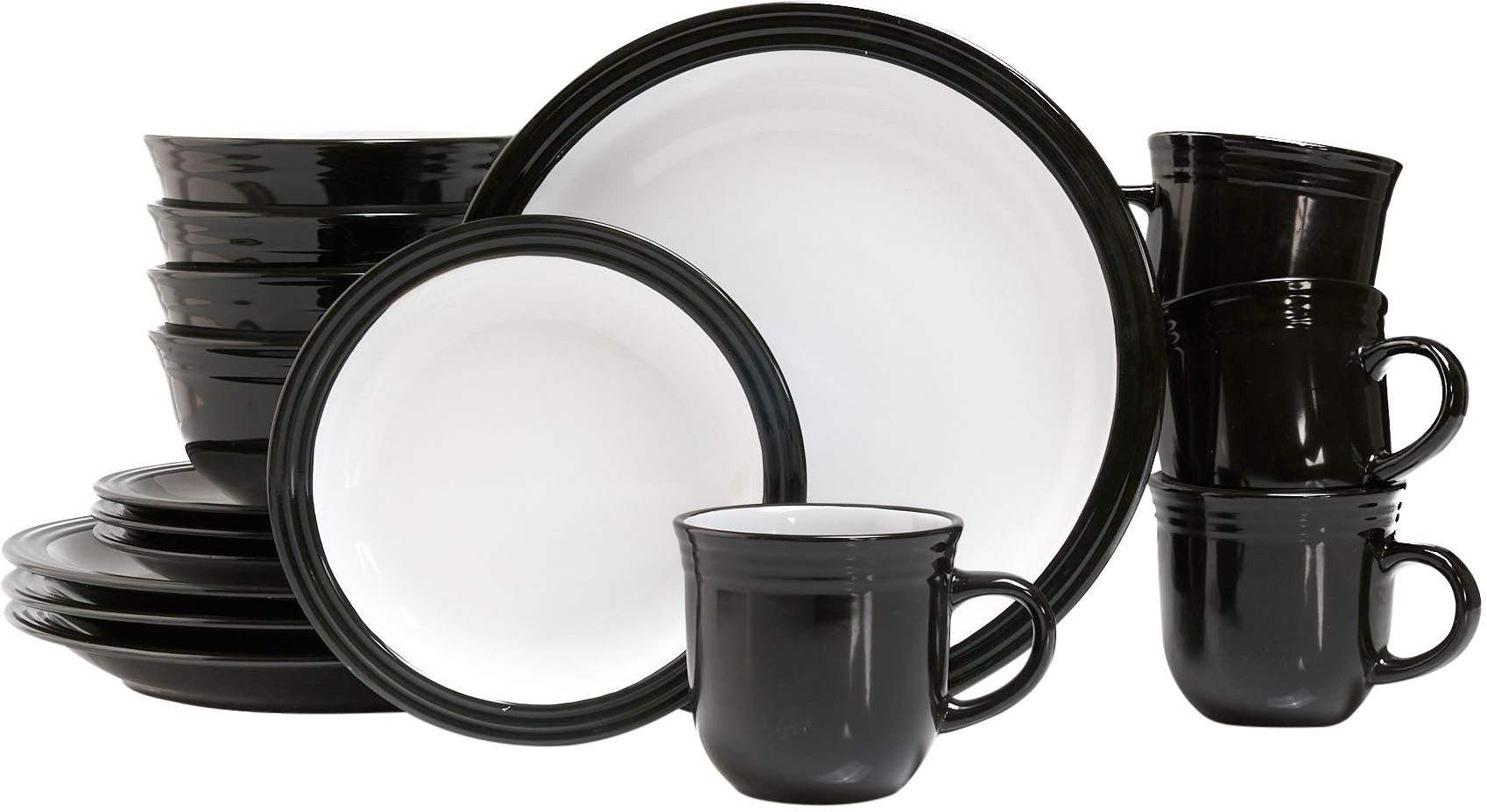 Retsch Arzberg Kombiservice Geschirr-Set, Service CAMDEN (16-tlg), 4 Personen, Steinzeug, rustikaler Landhaus-Charm, 16 Teile, für 4 Personen