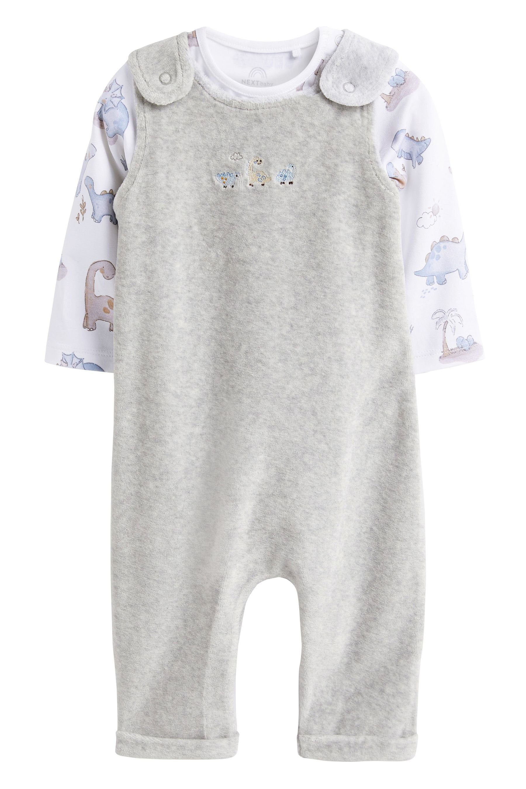 Next Baby-Set Velours-Latzhose Jersey-Bodysuit (2-tlg) Hose mit & Body und
