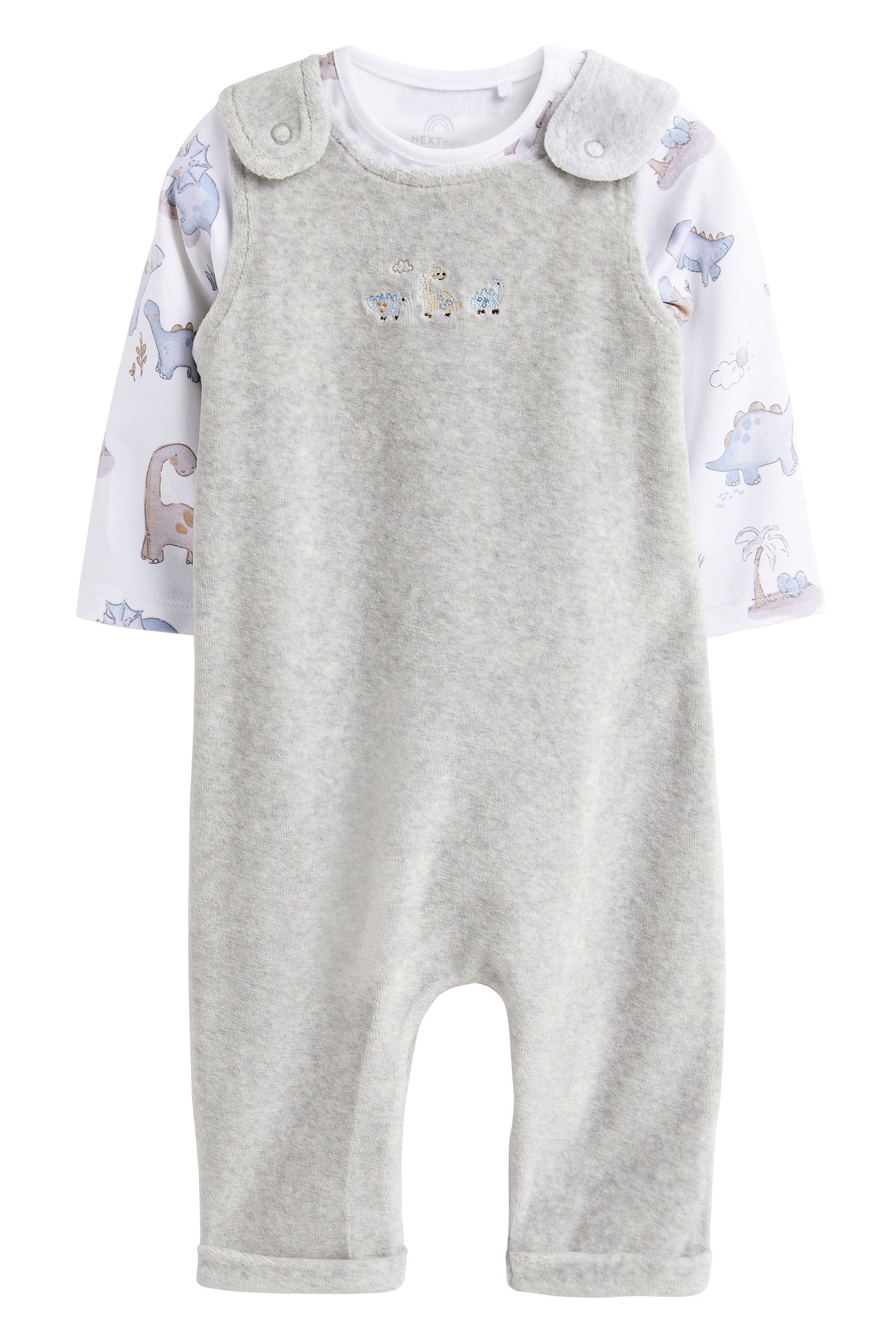 Next Body & Hose Baby-Set mit Velours-Latzhose und Jersey-Bodysuit (2-tlg)