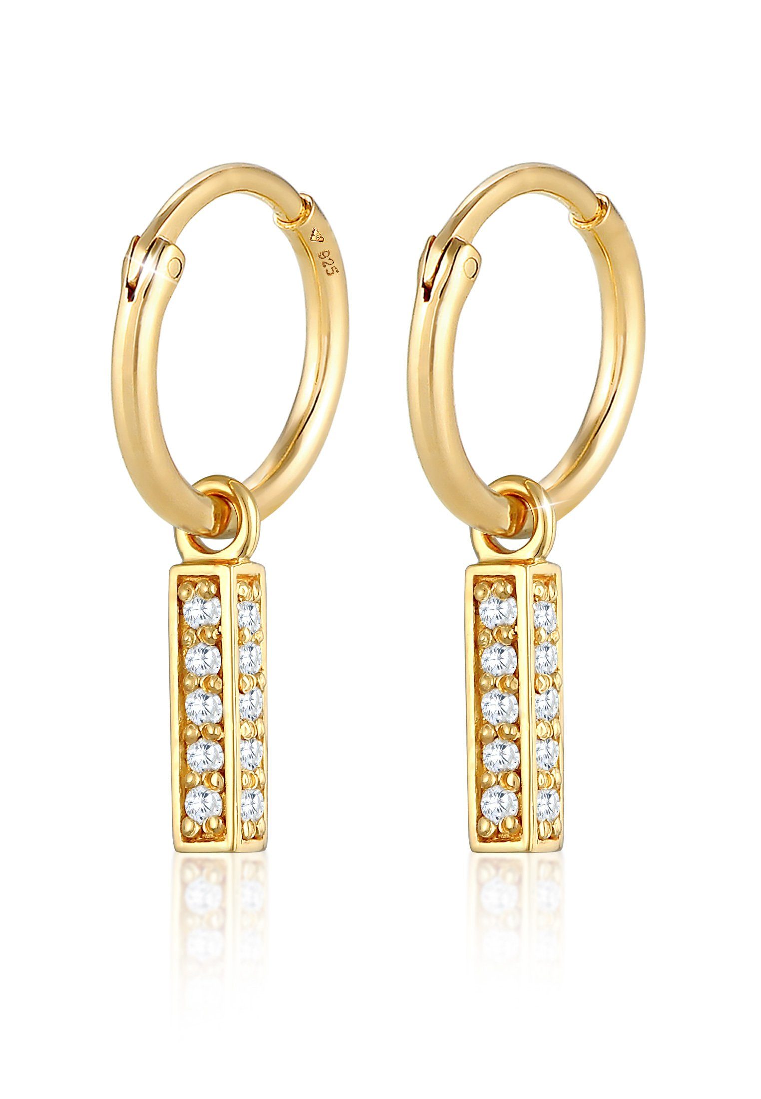 Elli Premium Ohrhänger-Set Creolen Stab Anhänger Zirkonia Trend 925 Silber, günstig online kaufen