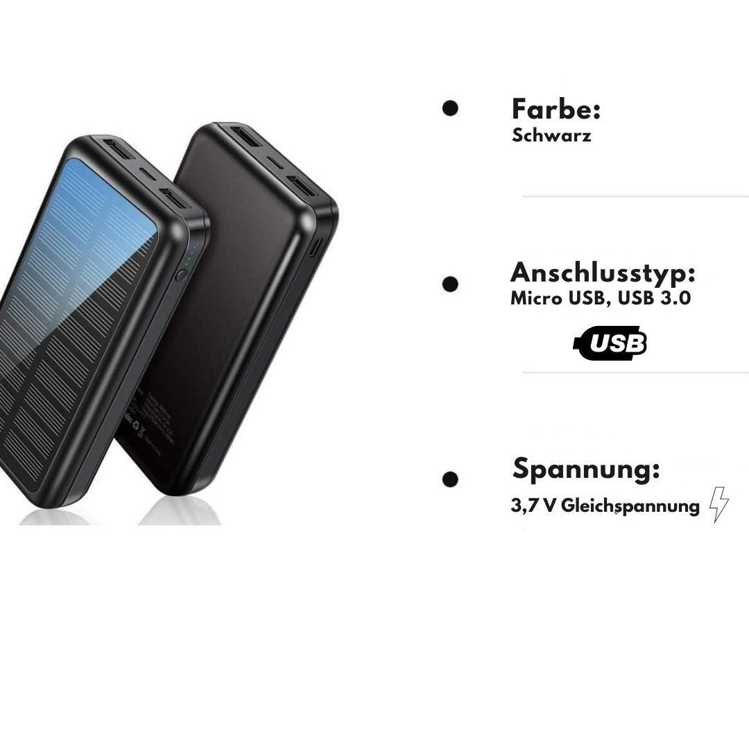 Vivitar tragbares Solarladegerät, Dual USB-Anschlüsse für schnelles Aufladen Solar Powerbank 30000 mAh, mit Ladekabel, externes Ladegerät 30000 mAh, langlebiges Solarmodul, Große Leistung für Handyakkus, Stoßfest