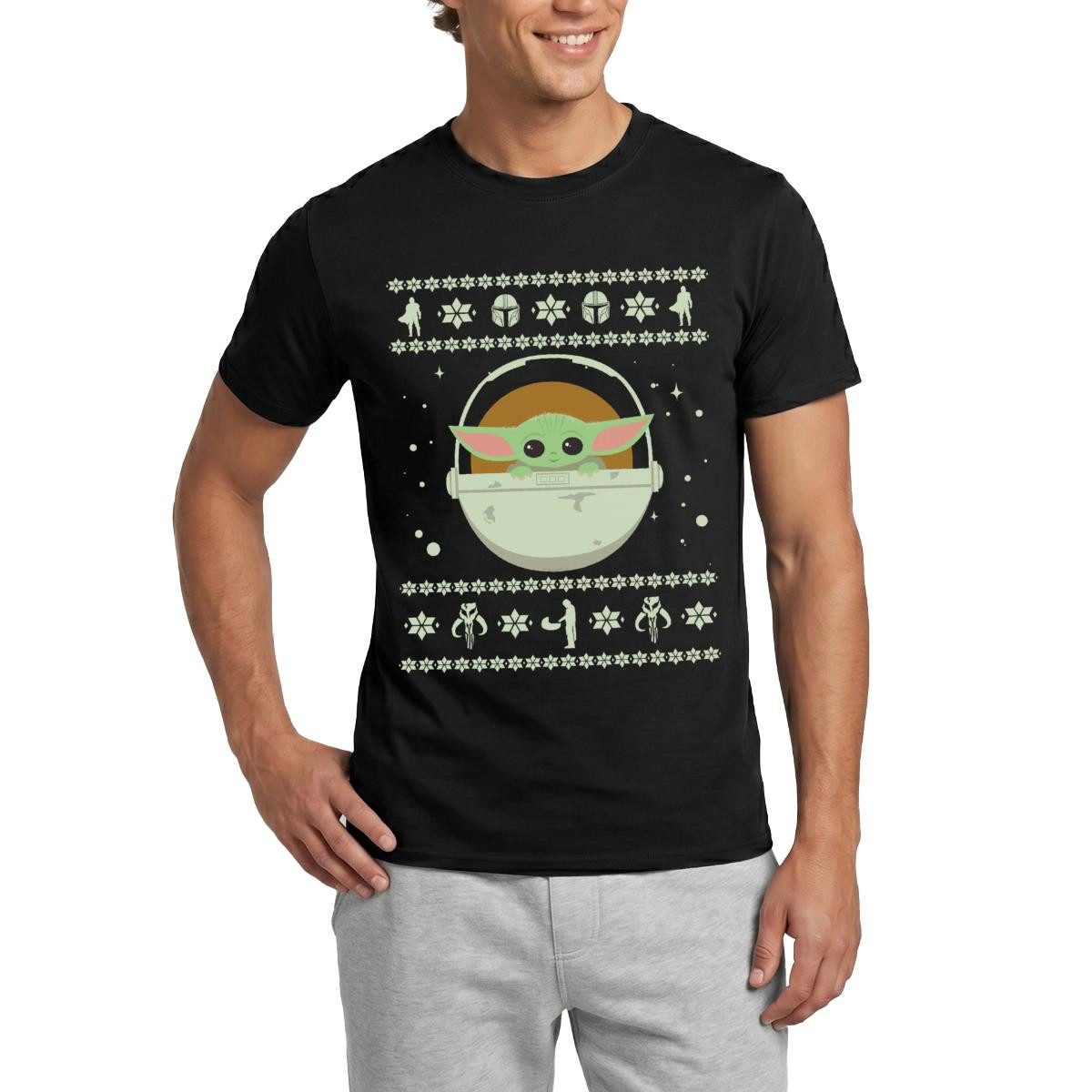T-Shirt Star Wars: Mandalorian Grogu Weihnachten Männer T-Shirt