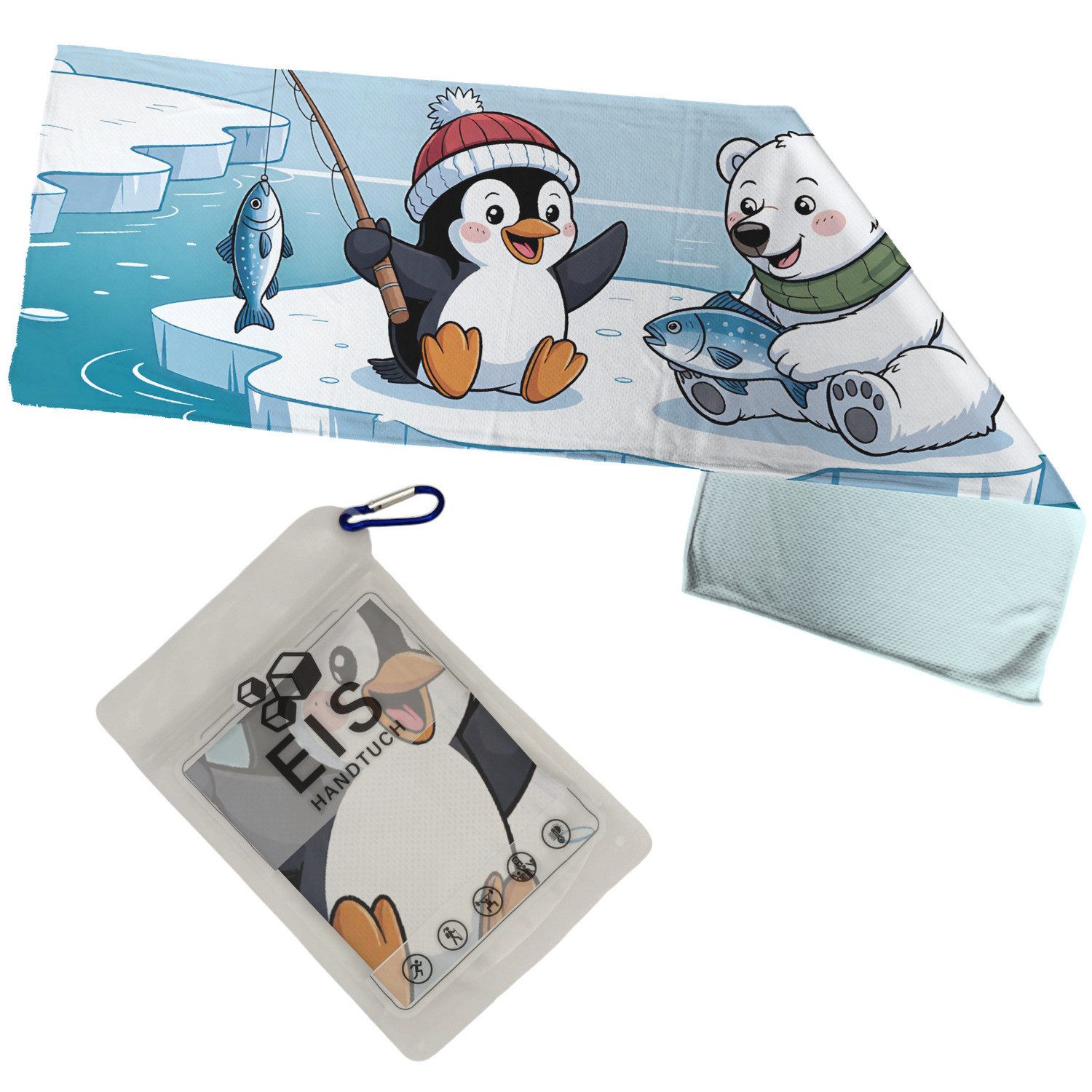 Sporthandtuch Pinguin und Eisbär Freunde Eishandtuch