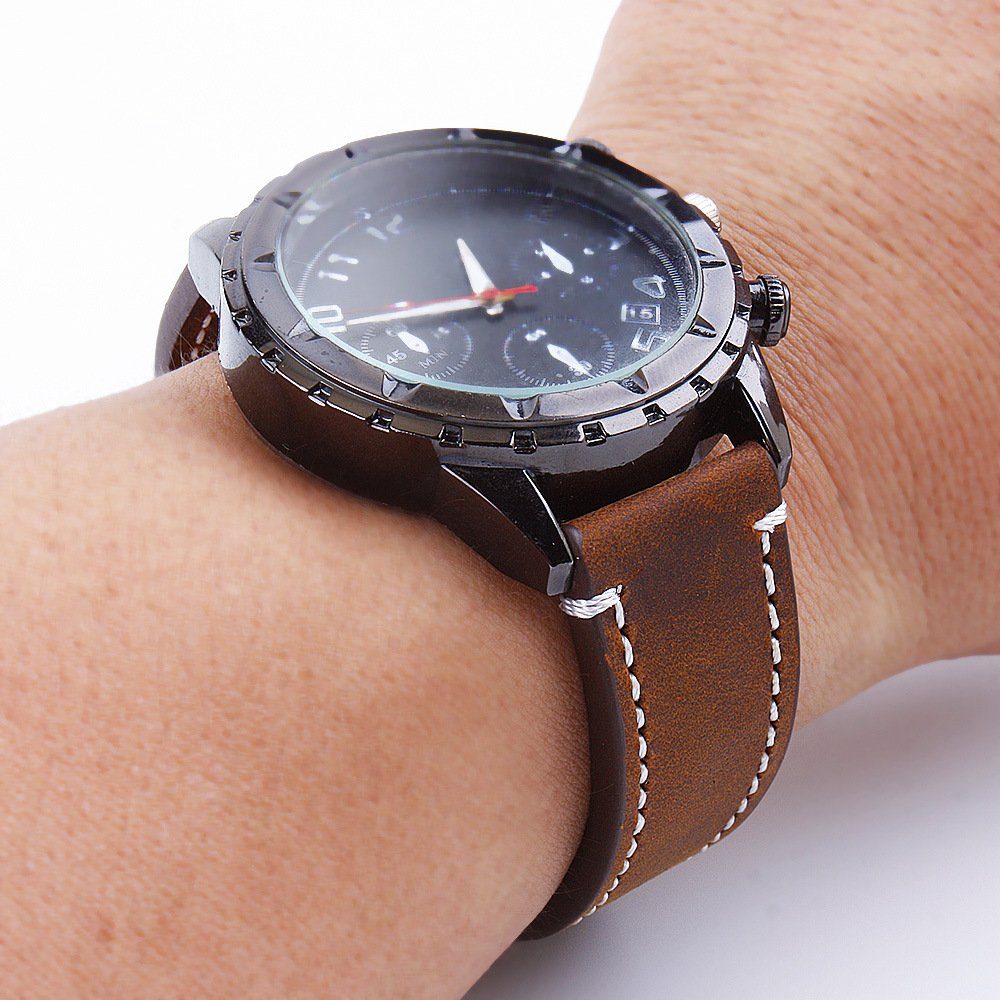 GelldG Uhrenarmband Smart braun Lederarmband Watch Uhrenarmband