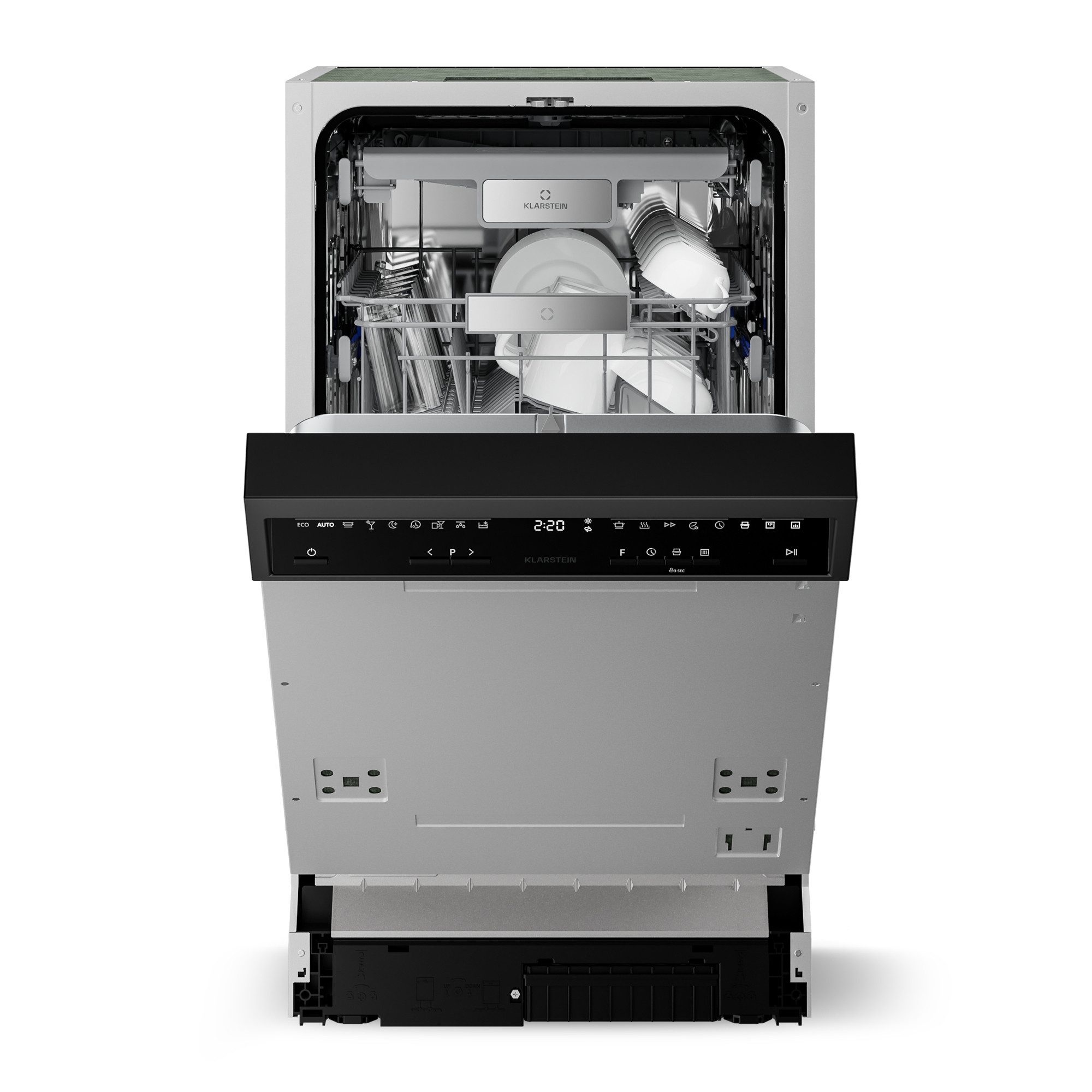 Klarstein Standgeschirrspüler Velaire teilintegriert Geschirrspüler 45 cm 9 Programme 42 dB AquaStop 10047460, 9 l, Spülmaschine Geschirrspülmaschine teilintegrierbar mit Selbstreinigung