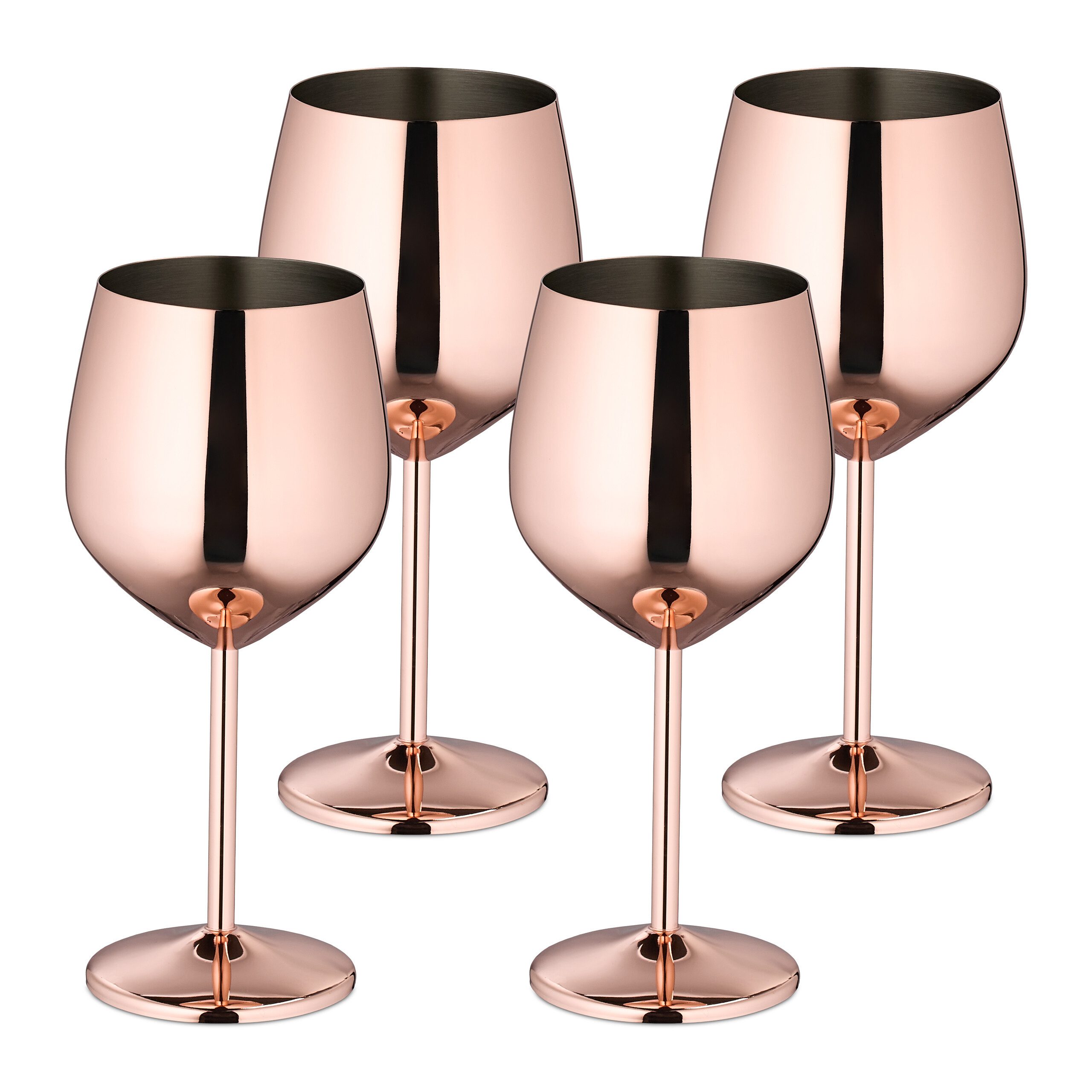 relaxdays Weinglas Келихи Edelstahl 4er Set, Edelstahl, Rosegold