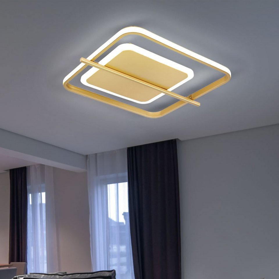 Globo LED Deckenleuchte, Leuchtmittel inklusive, Wohnzimmerlampe Deckenleuchte  LED goldfarben L 40 cm