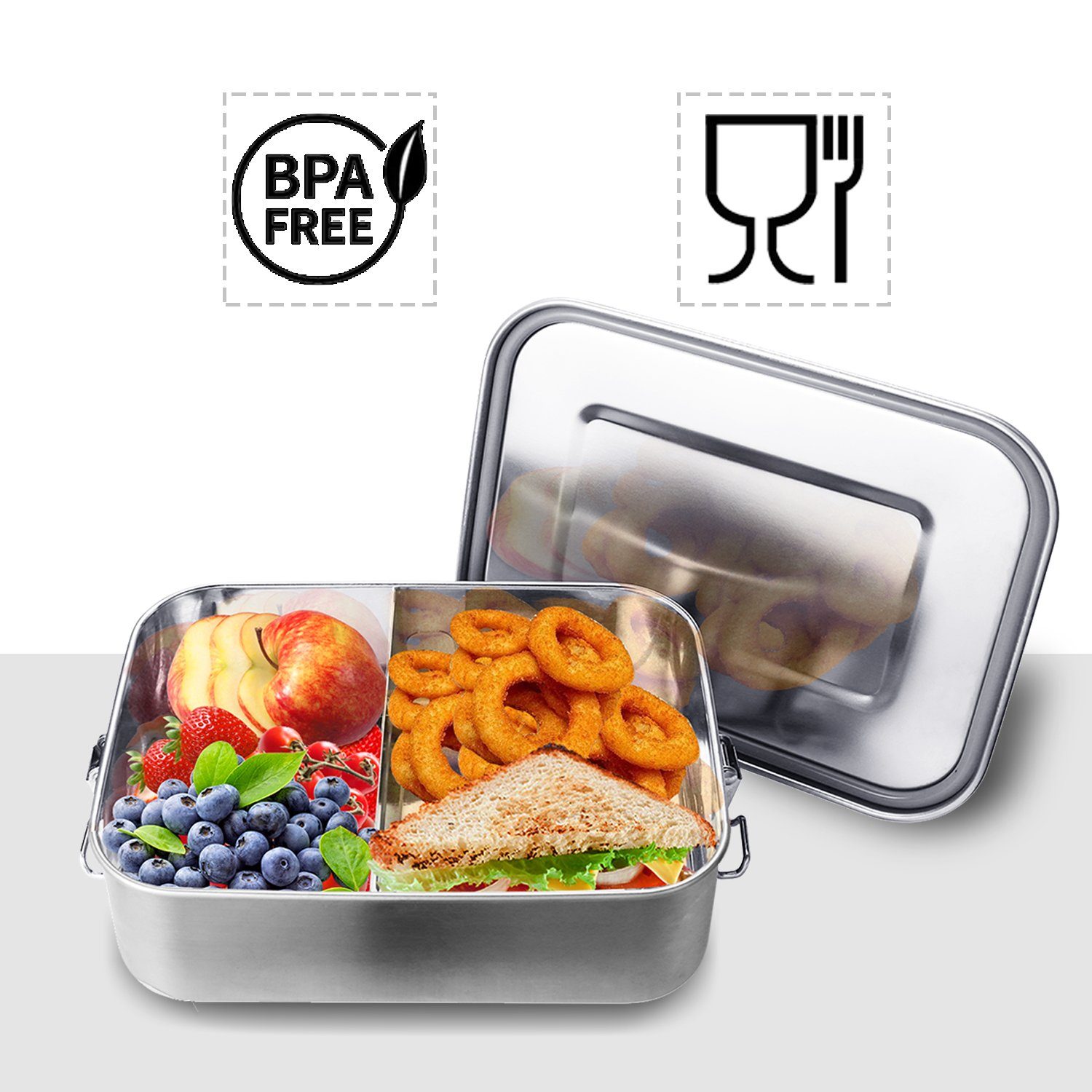 TolleTour Lunchbox Edelstahl Brotdose - Nachhaltige Lunchbox für Büro Schule Picknick Silber 1400ml