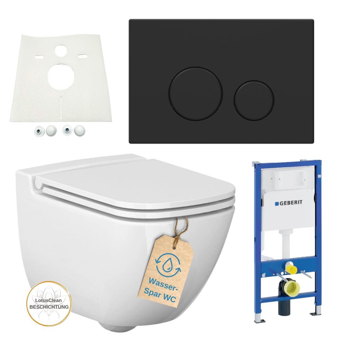 Vorwandelement WC Geberit Spülkasten Drückerplatte schwarz matt