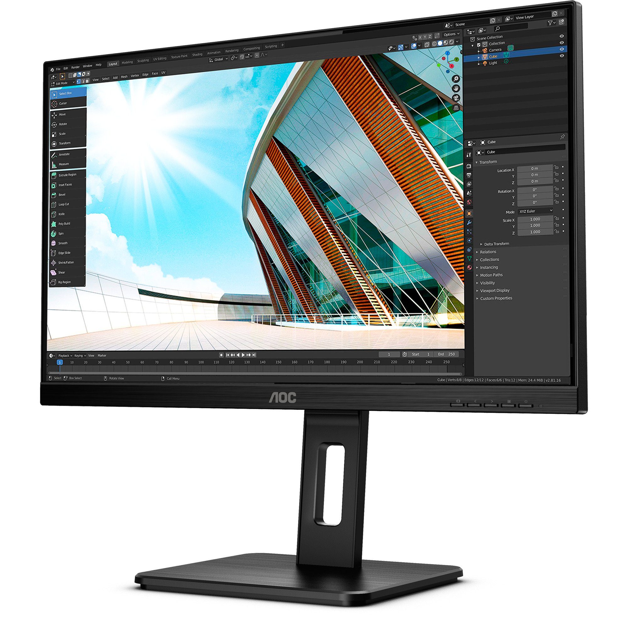 AOC AOC Q24P2Q, LED-Monitor, (FullHD, IPS, 75 Hz) TFT-Monitor (2560 x 1440 px)