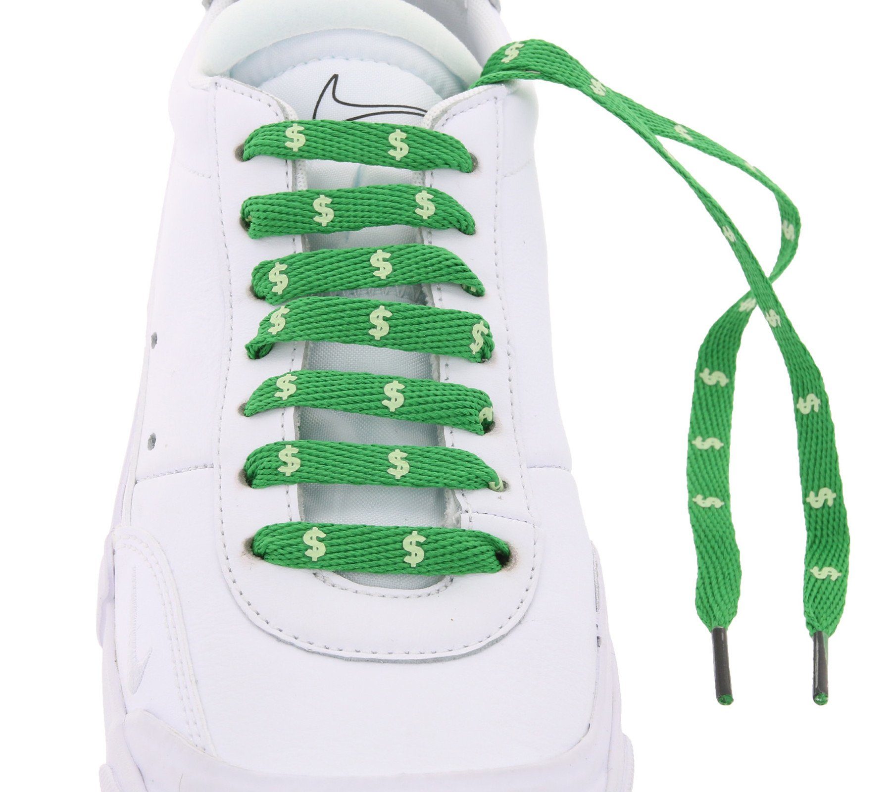 TubeLaces Schnürbänder Schuhe Grün/Weiß top angesagte Dollars Schnürsenkel Schnürsenkel Tubelaces Schuhbänder