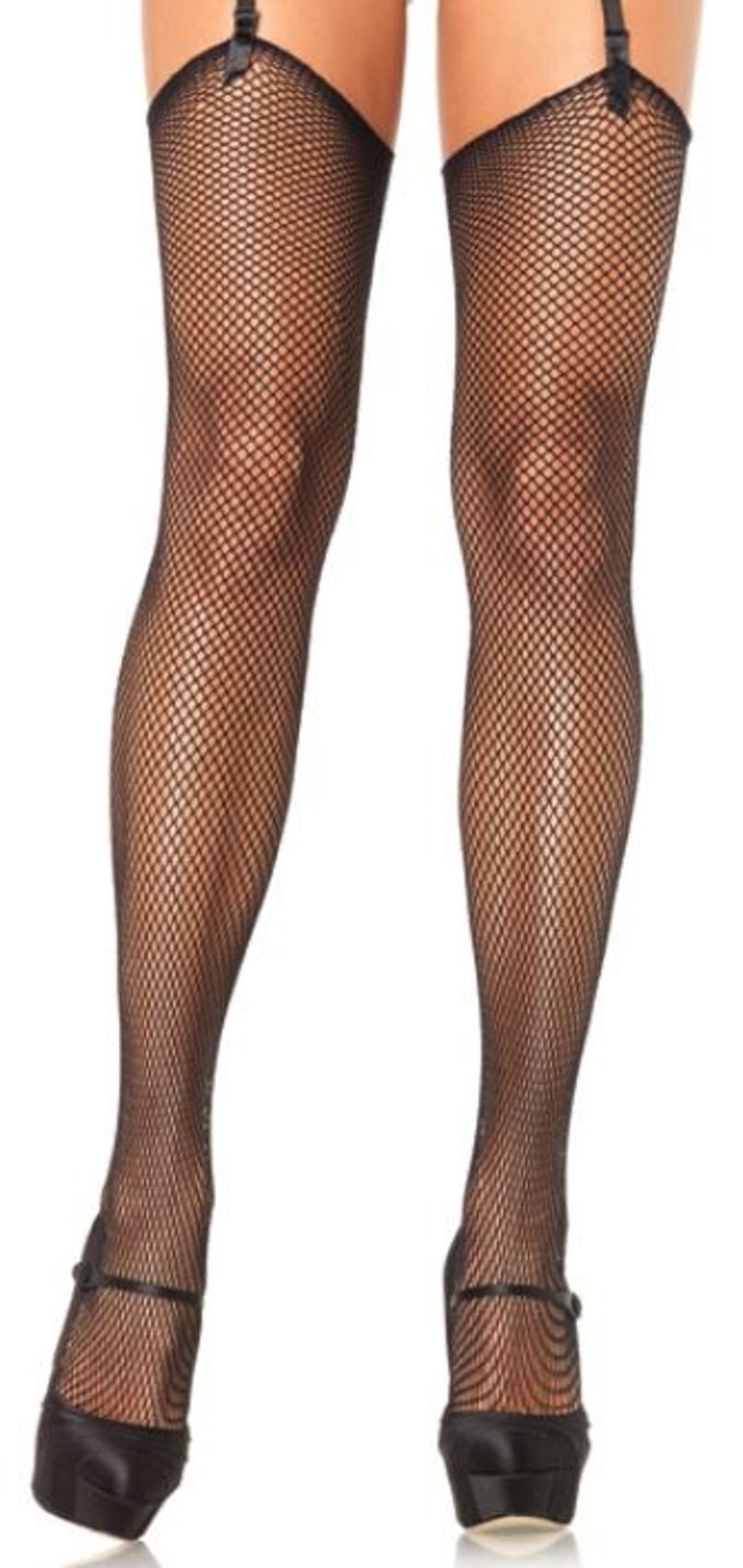 Leg Avenue Strapsstrümpfe Straps Strümpfe Netzstrümpfe in schwarz transparent Größe 36 bis 40