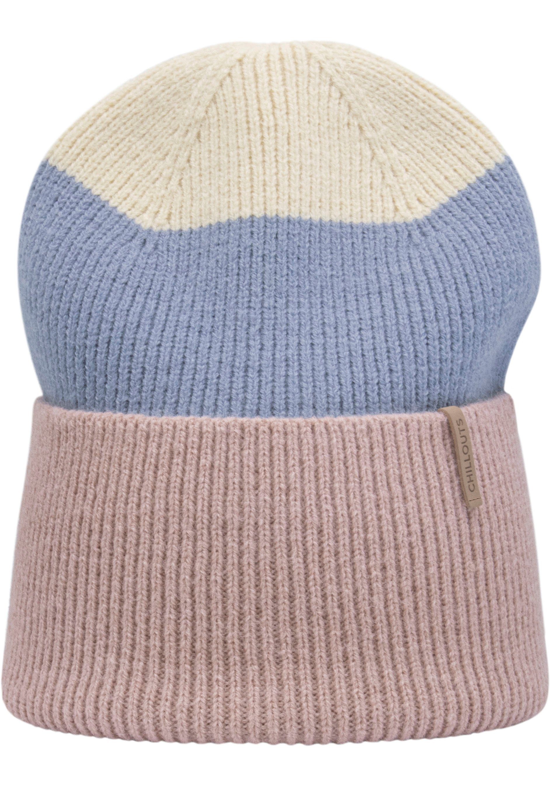 chillouts Strickmütze Tamy Blockstreifen Rippenstrick, rose blue Hat