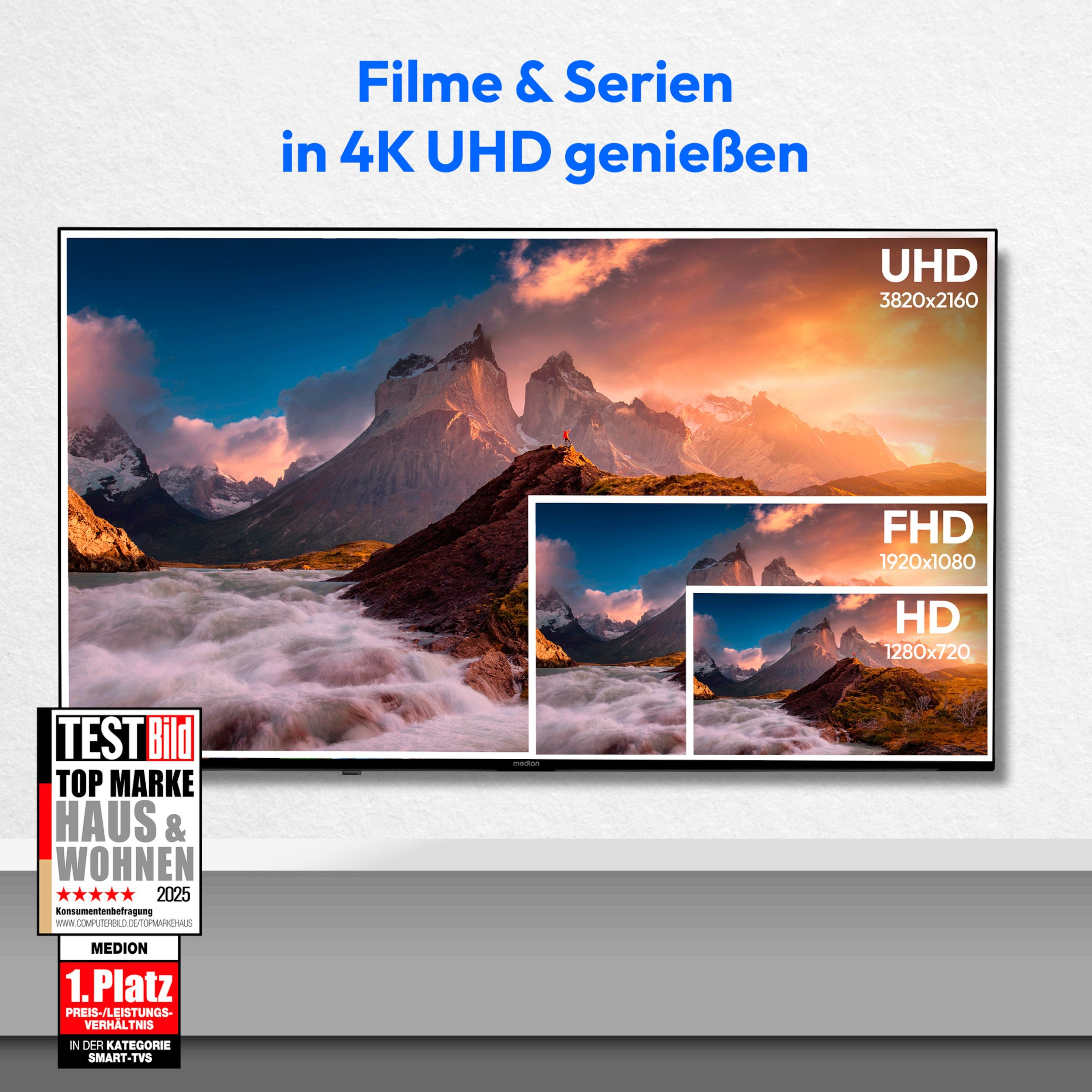 Medion® MD850800 LCD-LED Fernseher (125.7 cm/50 Zoll, 4K Ultra HD, Smart-TV, 60Hz, X8502506)  ! RABATT: 23.08%
