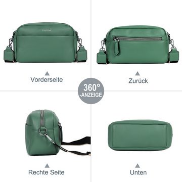 TAN.TOMI Umhängetasche Damen Handy Umhängetasche,Lederimitat Crossbody Schultertasche, Breiter Riemen Abendtasche mit Reißverschlussfächern Handtaschemit