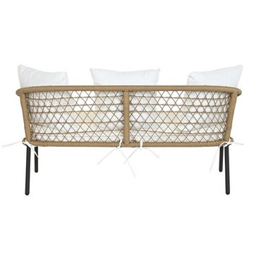 Bigbuy Garten-Essgruppe Tisch mit 3 Sesseln DKD Home Decor Weiß Synthetischer Rattan Stahl 137 x 73,5 x 66,5 cm