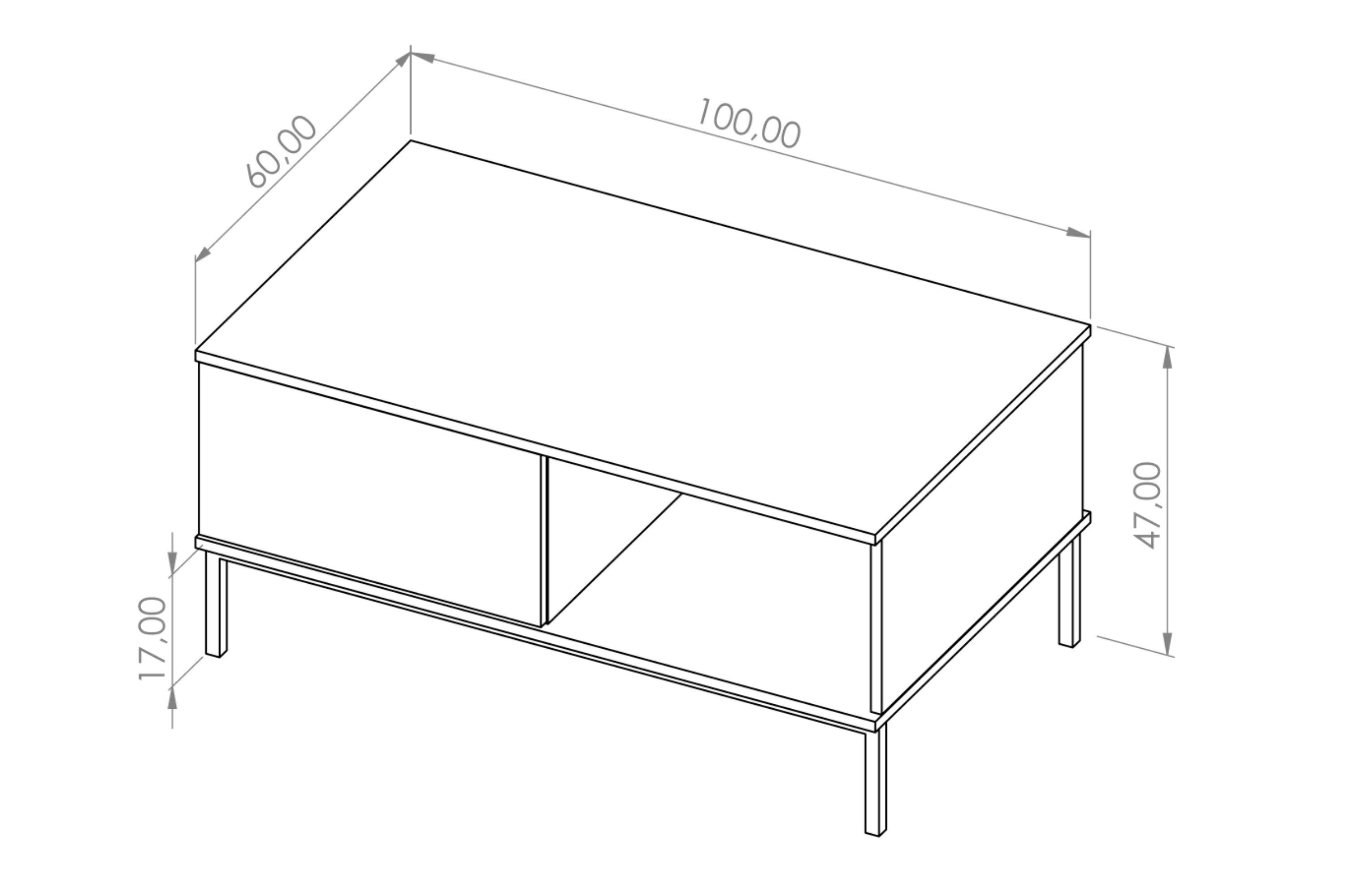 KONSIMO® Couchtisch ERISTI Kaffeetisch, hergestellt in der EU, Sofatisch, mit Schubladen, Stauraum, Push-to-Open-System