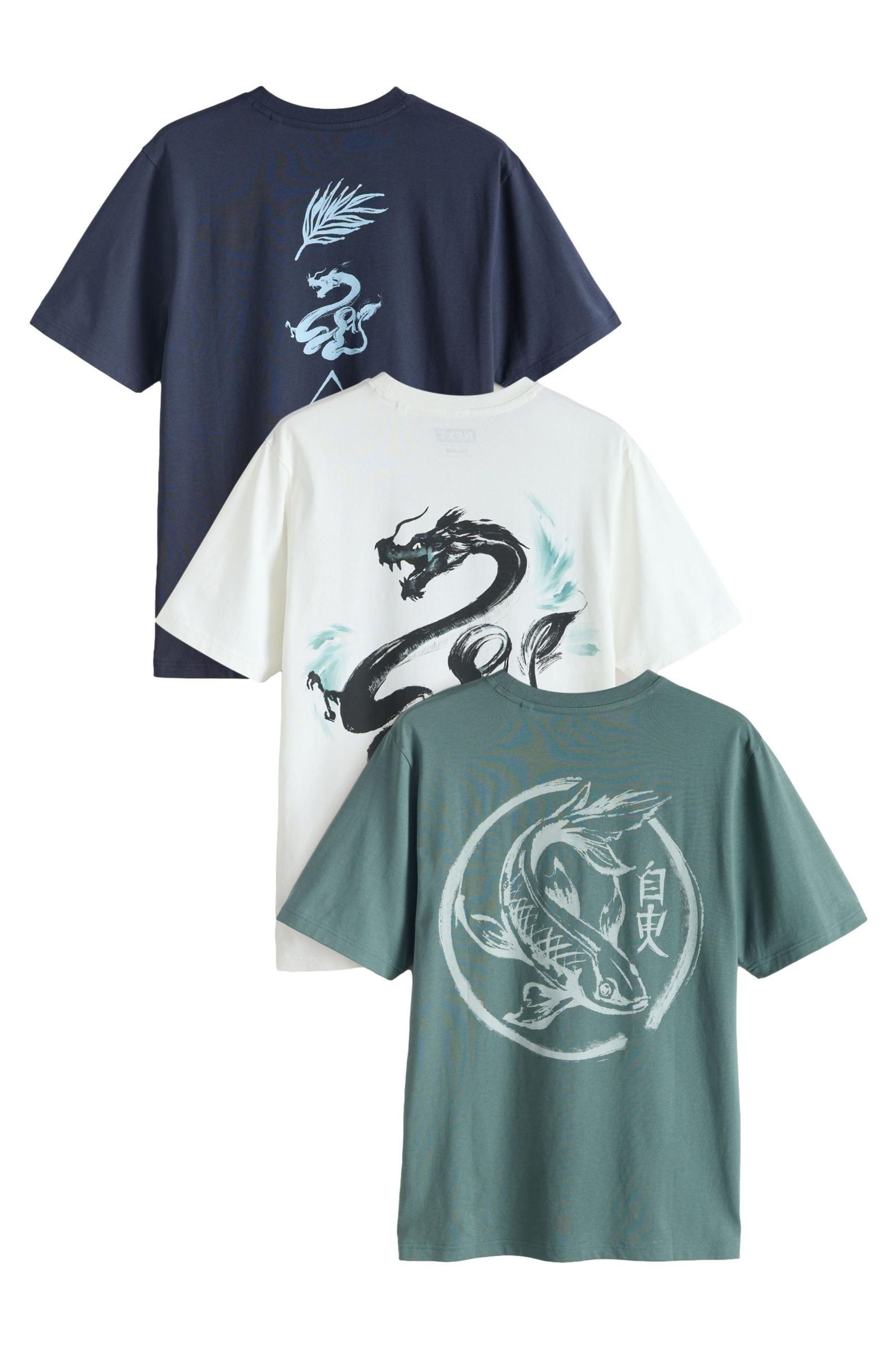 Next T-Shirt Regular Fit Grafik-T-Shirts aus Baumwolle 3er-Pack (3-tlg)