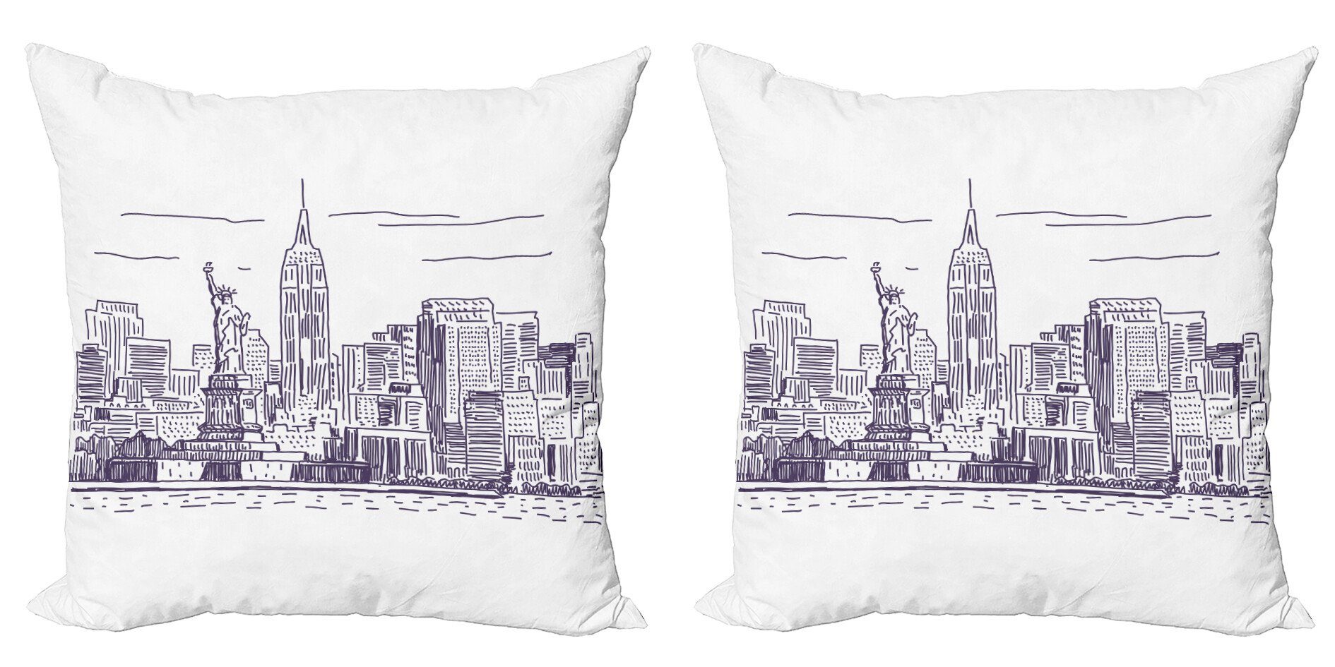 Doppelseitiger (2 Accent Digitaldruck, Stück), Modern Panorama NYC Kissenbezüge Insel Abakuhaus Flüchtiges