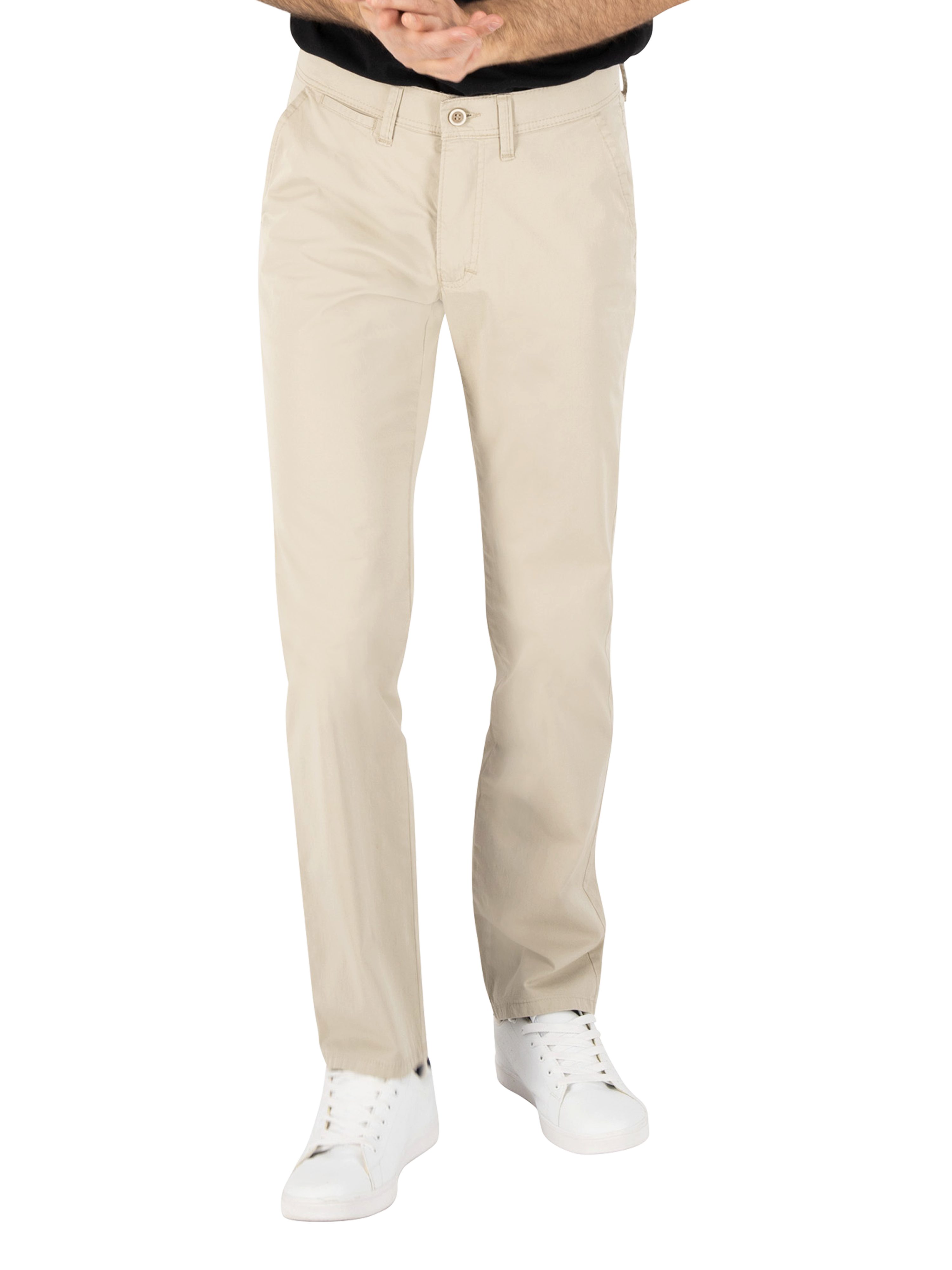 Club of Comfort Chinohose Chino/Flat Front Hose GARVEY 5107 - hellbeige - Herrenhose - 27 Bequeme Flat Front-Hose, elastischer Komfortbund - Pima Baumwoll-Gabar