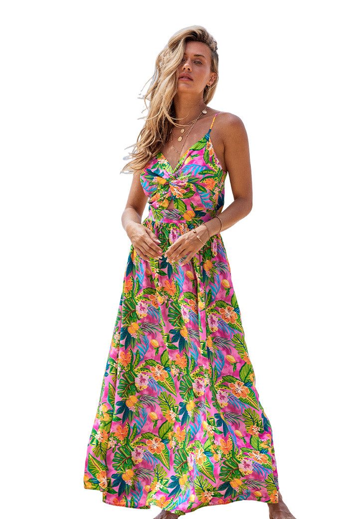 Cupshe Midikleid Ärmelloses Spaghettiträgern Urlaub in einfarbig