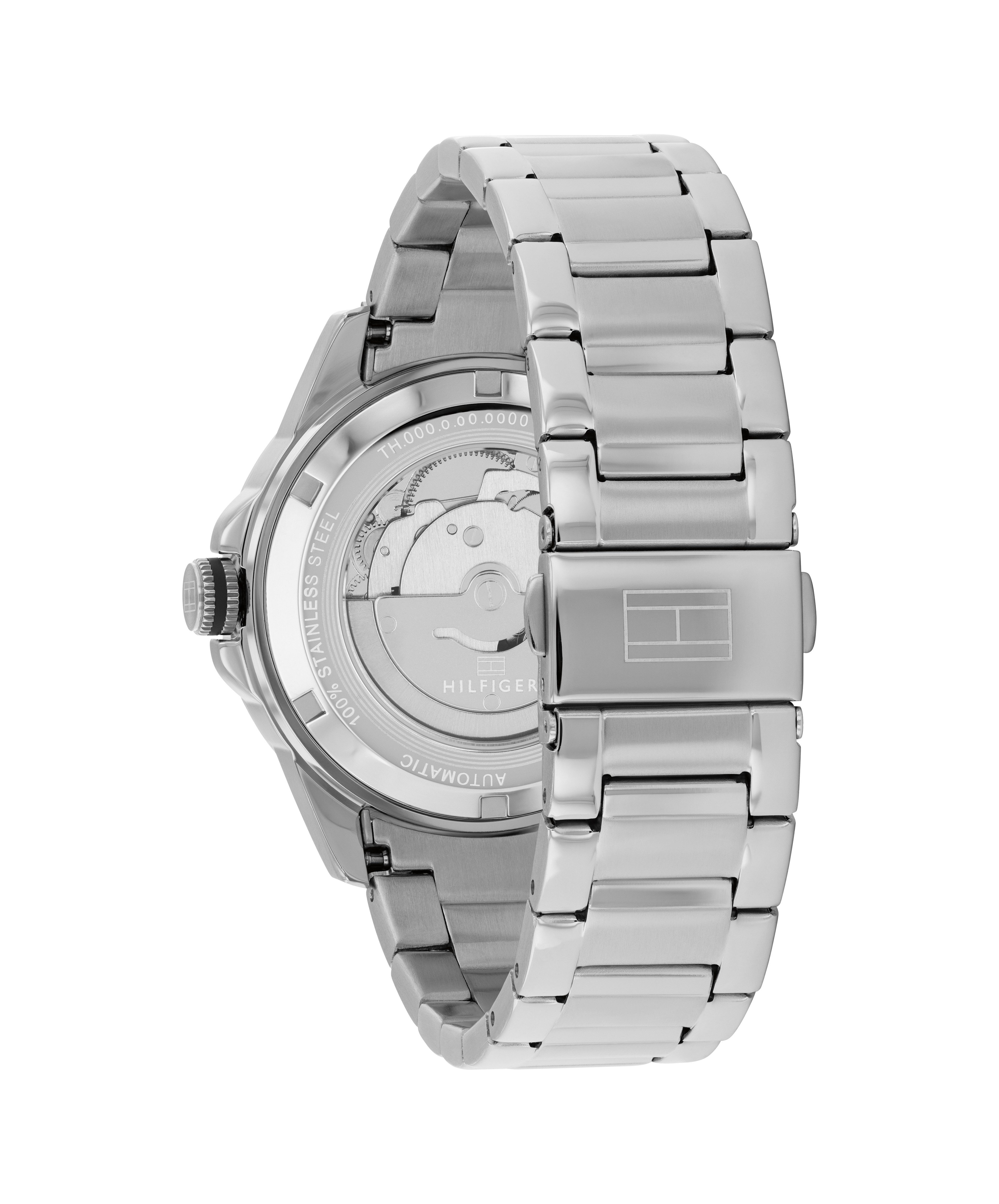 Tommy Hilfiger Automatikuhr LARS 1710692, Armbanduhr, Herrenuhr, Mechanische Uhr, Edelstahlarmband, analog, Tag