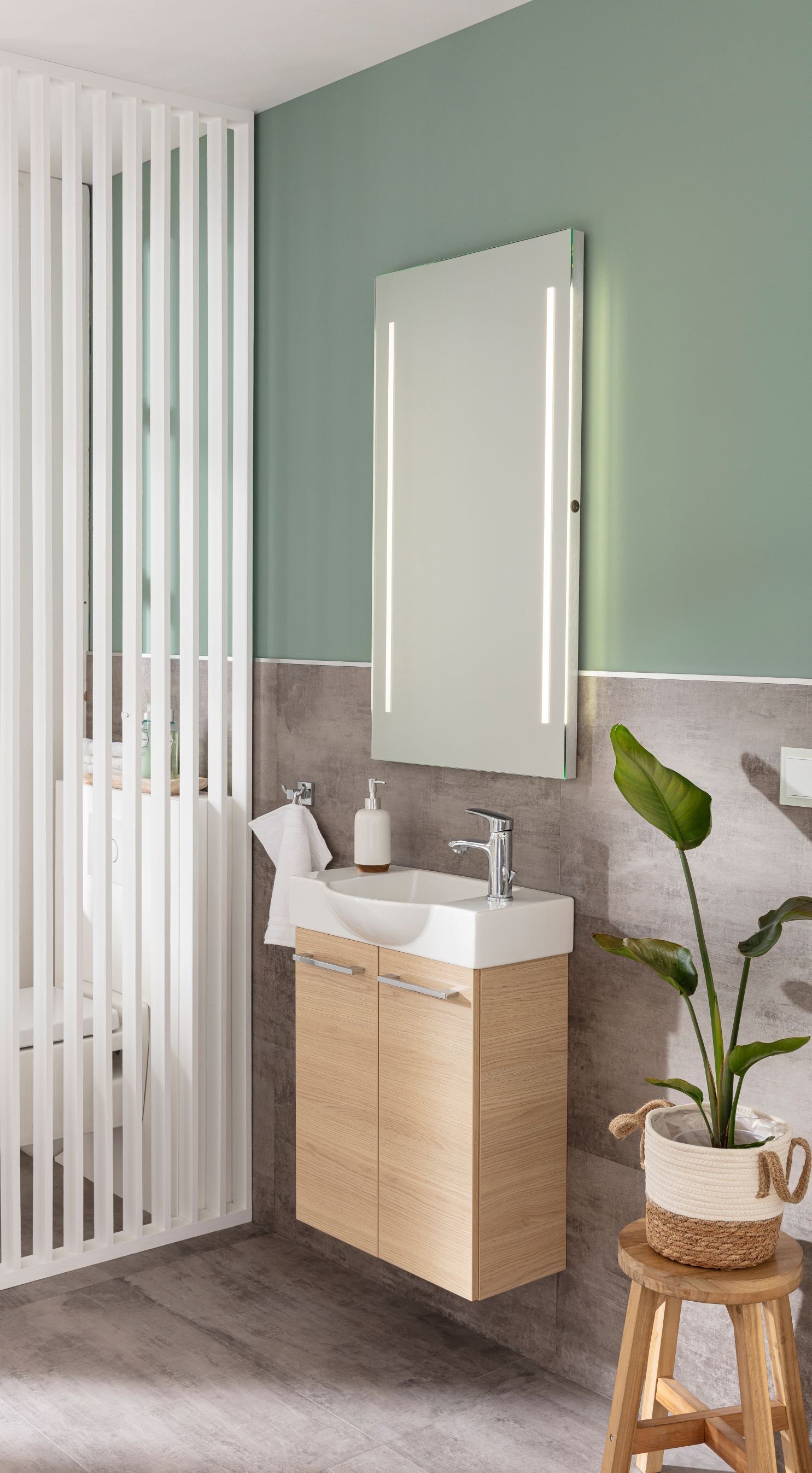 Badmöbel mit Waschbeckenunterschrank kombinierbar frei 55 Gäste-WC, FACKELMANN cm, SBC Breite für ca. Becken