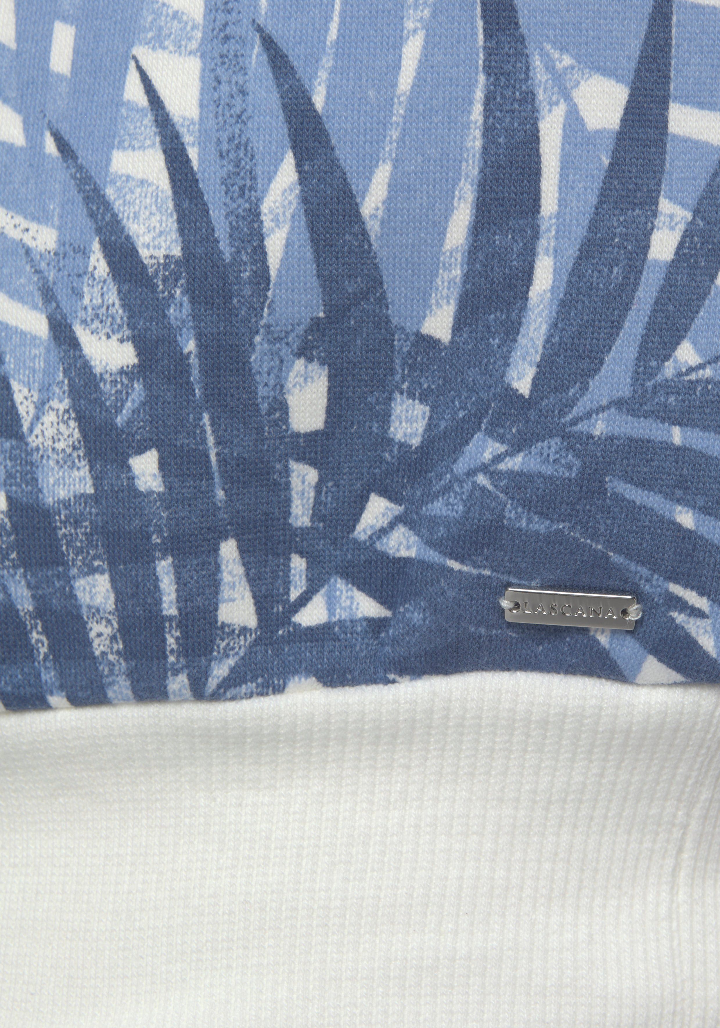 LASCANA Sweater Loungeshirt mit Allover-Blätterdruck, Loungewear