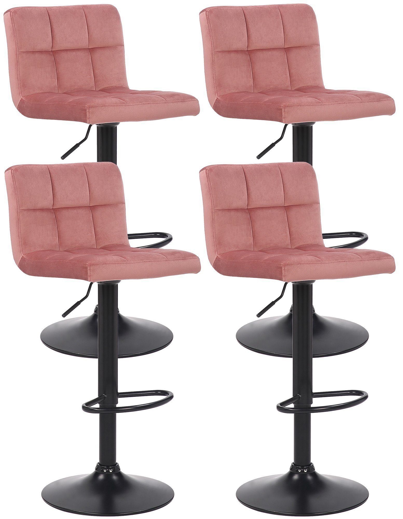 CLP Barhocker Feni Samt (Set, 4er), drehbar und stufenlos höhenverstellbar