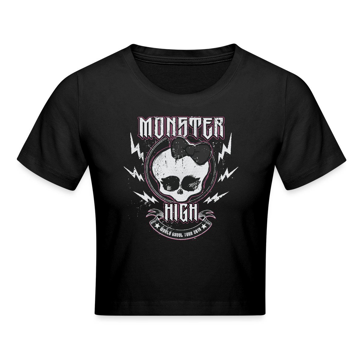 Spreadshirt T-Shirt Monster High™ World Ghoul Tour Totenkopf-Design Crop Top (1-tlg)